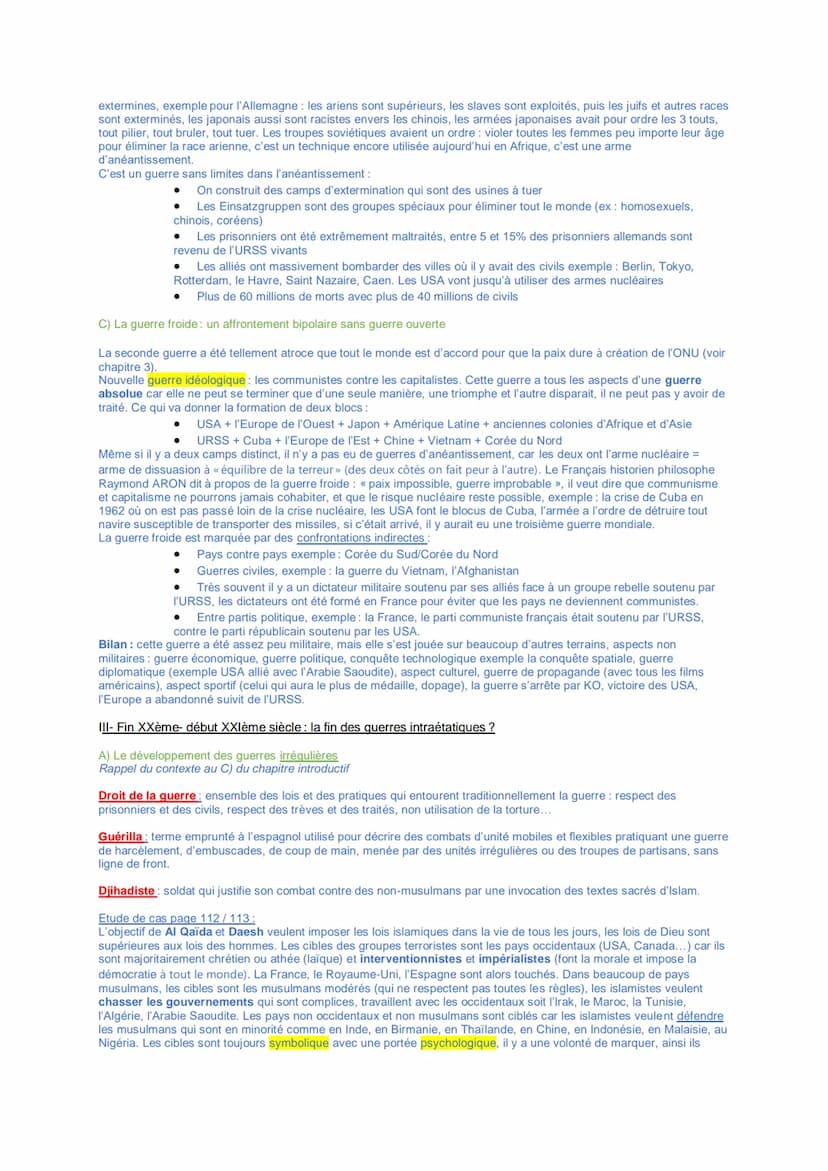 Thème 2 - Faire la guerre, faire la paix : formes de conflits et modes de résolution
Chapitre 2 : La dimension politique de la guerre : des 