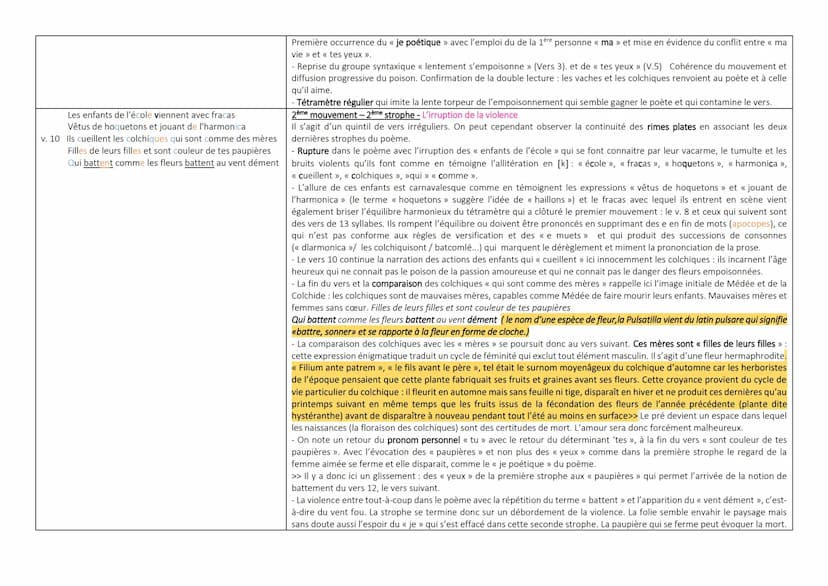 Texte n°2- Les colchiques, Apollinaire - explication linéaire
Le pré est vénéneux mais joli en automne (A)
Les vaches y paissant (B)
Lenteme
