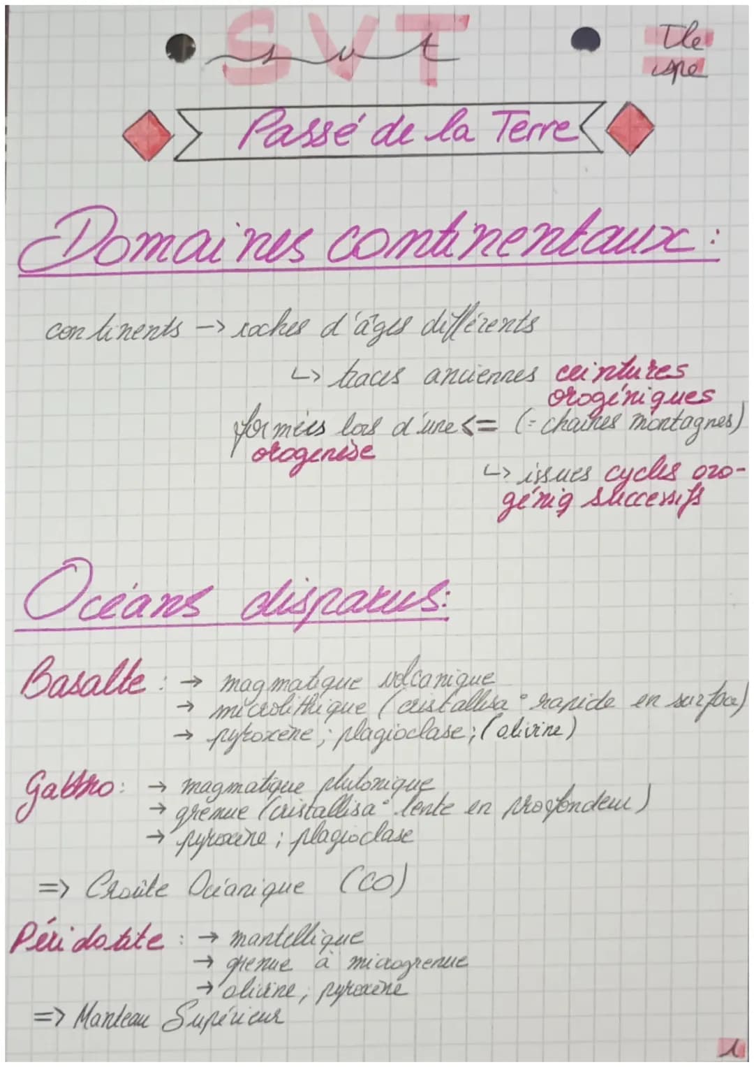 at
Passé de la Terre
Domaines continentaux:
continents > roches d'ages différents
L>traces anciennes ceintures
orogénigues
formies las d'une
