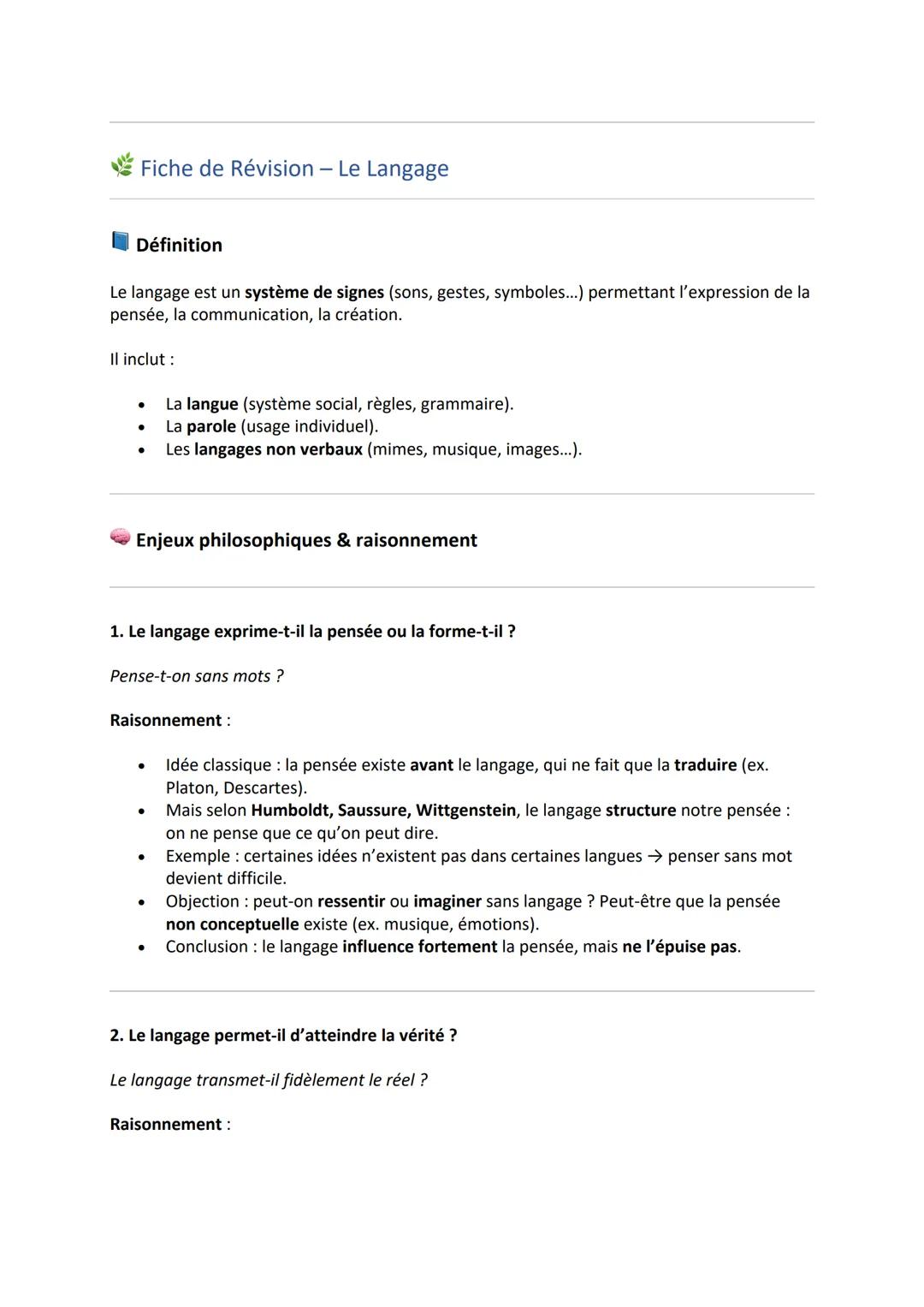 # Fiche de Révision - La Conscience

## Définition

La conscience est la connaissance que le sujet a de lui-même et du monde :

* Conscience