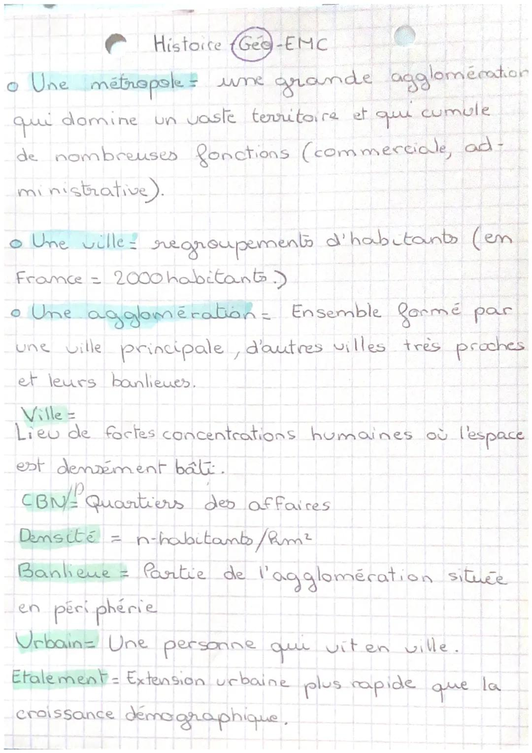 Histoire (Gee-EMC
• Une métropole - une grande agglomération
qui domine un vaste territoire et qui cumule
de nombreuses fonctions (commercia
