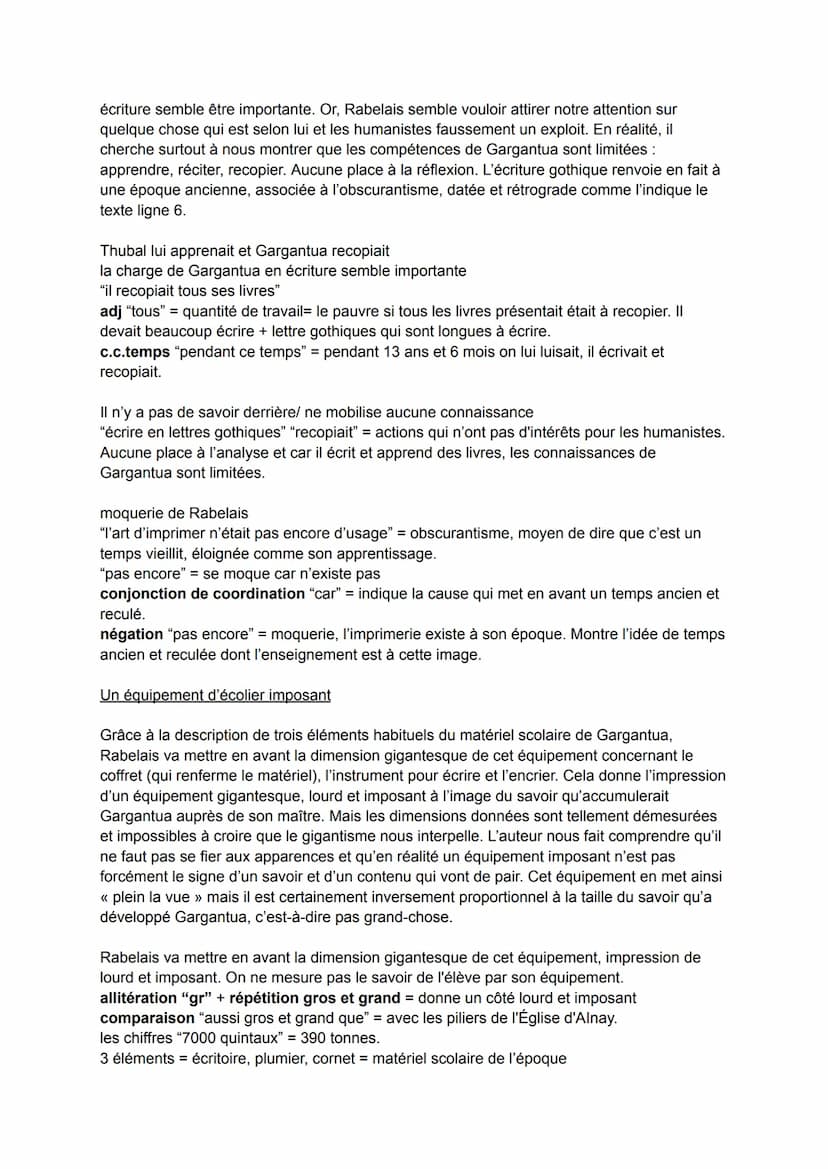 Texte 1: "Chapitre 14 de Gargantua" de Rabelais
Parcours: rire et savoir
Introduction:
Gargantua est le personnage éponyme du roman de Franç