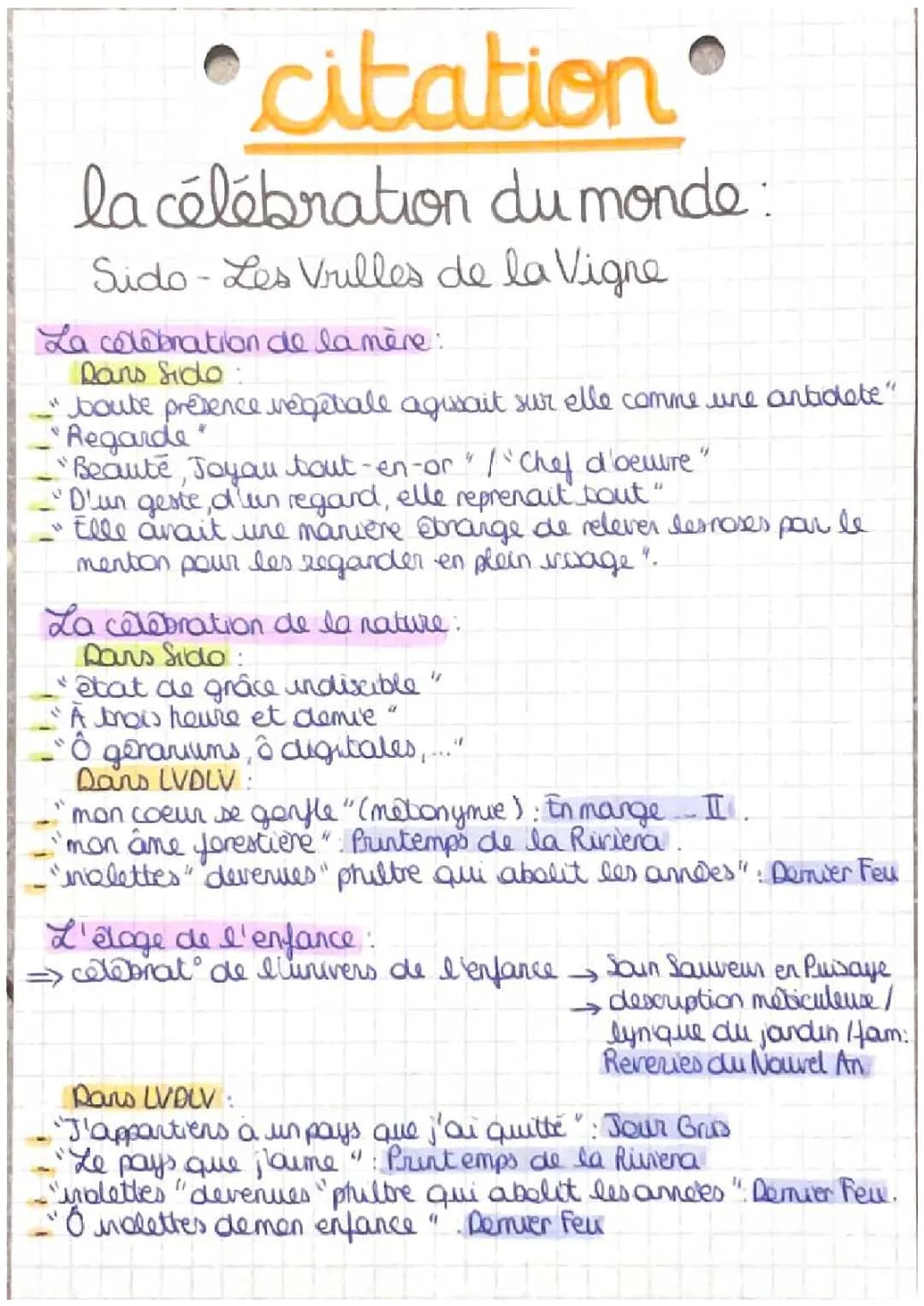 Citations Clés: Colette - Sido et Les Vrilles de la Vigne