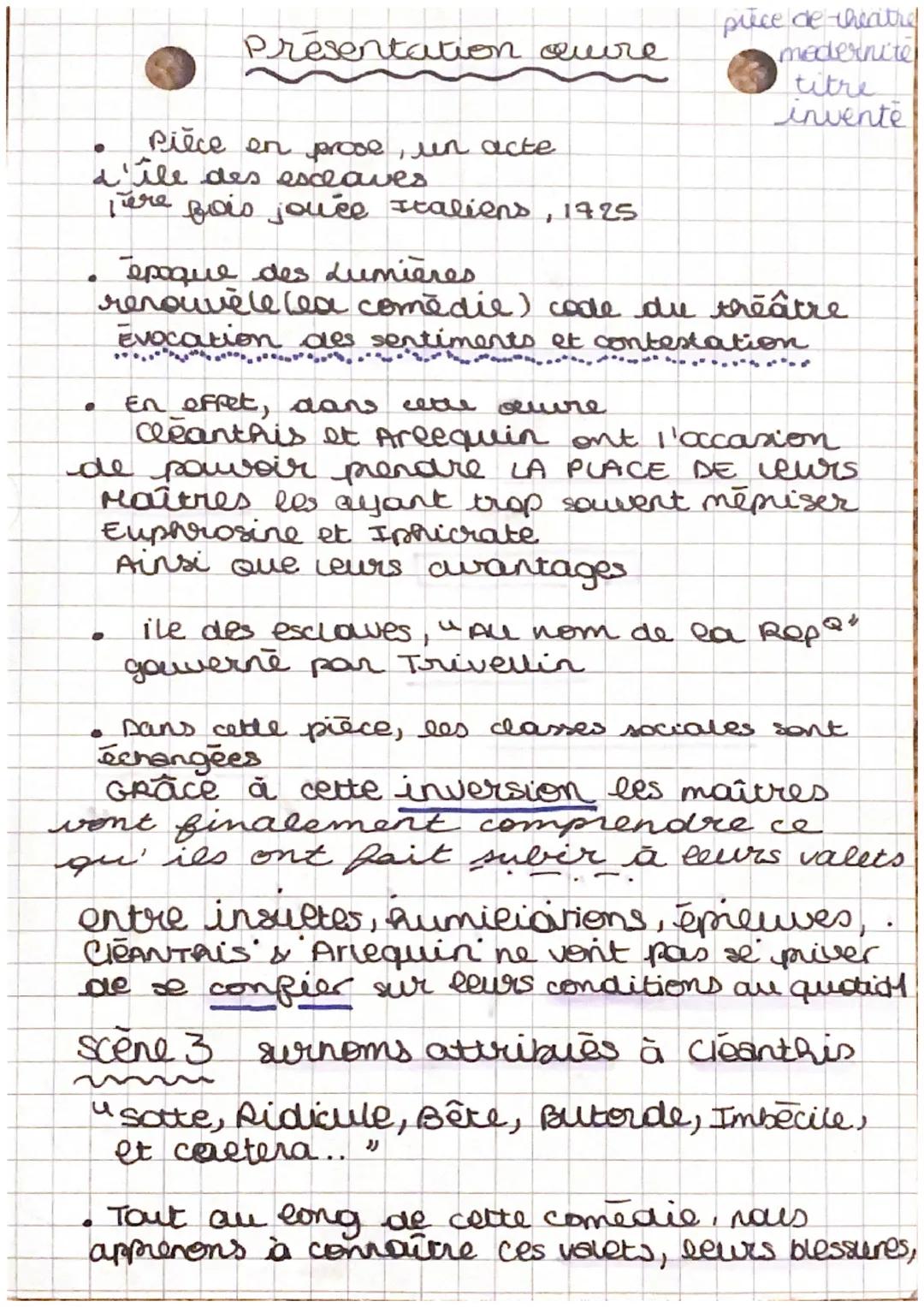 # Presentation aure

*   Pièce en prose, un acte
    a'ile des esclaves
    ère fois jouce Italiens, 1725

*   époque des Lumières.

price d