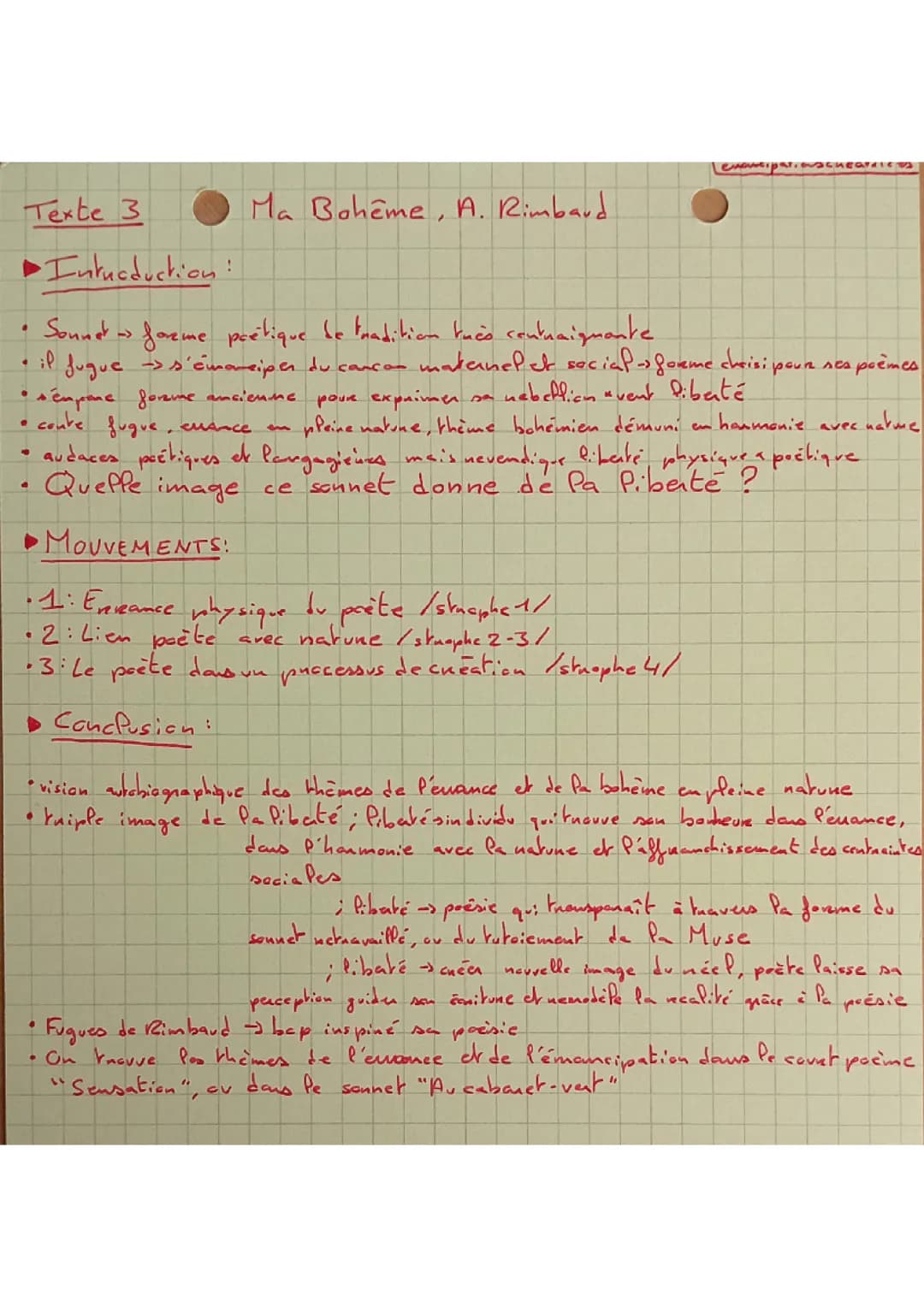 Explication linéaire Ma bohème, Arthur Rimbaud 