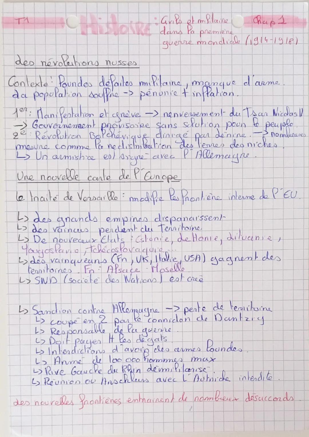 des onigines
Histoire:
de Pe guerre
Chapt
Civile et mililoune
dans la premiens
guerre mondicale (1914-1918)
• De nombres nivalites commercia