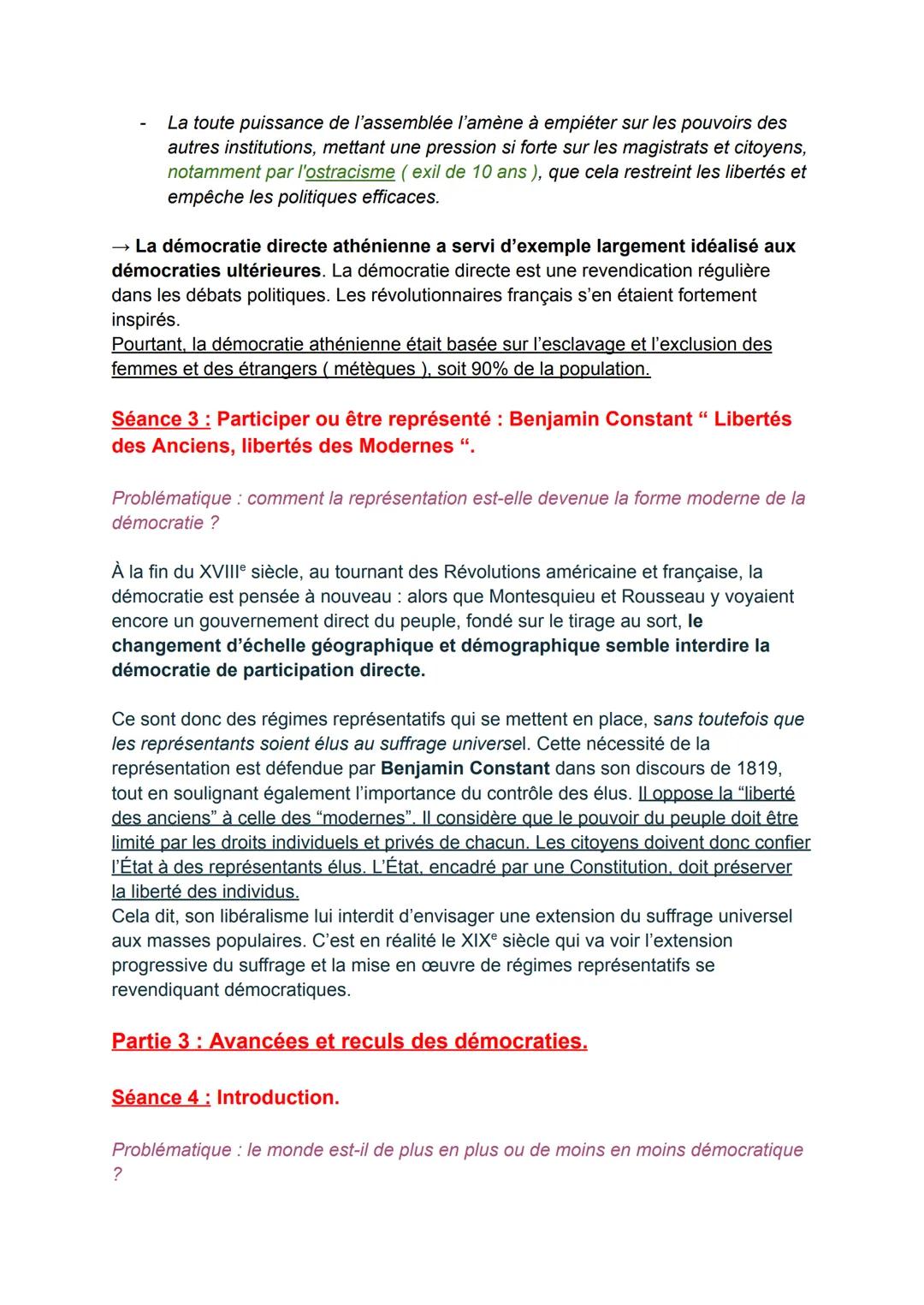 FICHE DE RÉVISION
SPÉ HISTOIRE GÉO-POLITIQUE :
Séquence 4: Comprendre un régime politique: La démocratie.
Partie 1: Introduction
Qu'est ce q