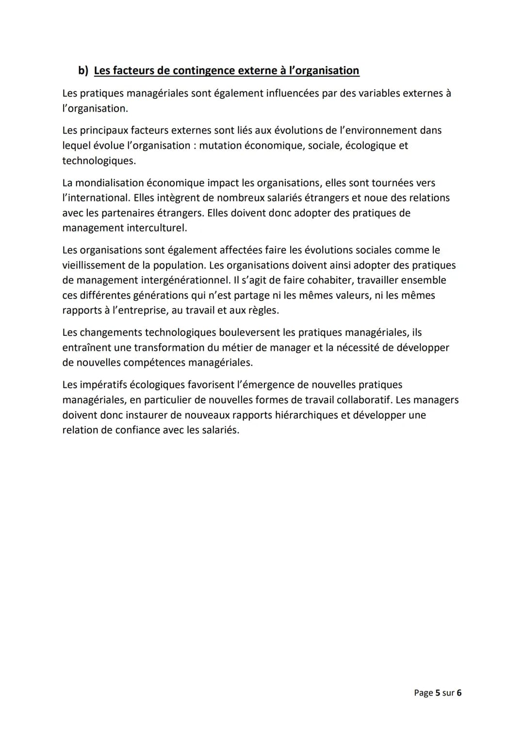 Chapitre 4) - Comment le management permet-il de répondre aux
changements de l'environnement
Objectifs du chapitre :
Montrer en quoi les déc