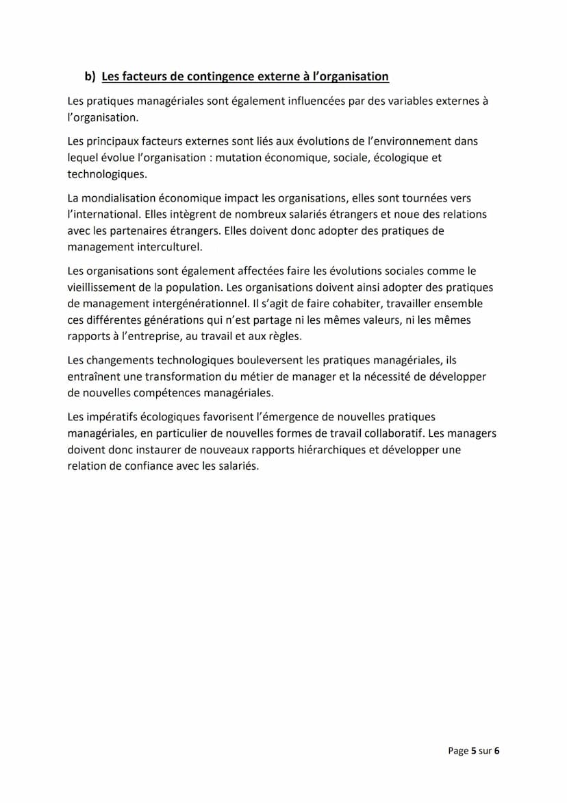 Chapitre 4) - Comment le management permet-il de répondre aux
changements de l'environnement
Objectifs du chapitre :
Montrer en quoi les déc