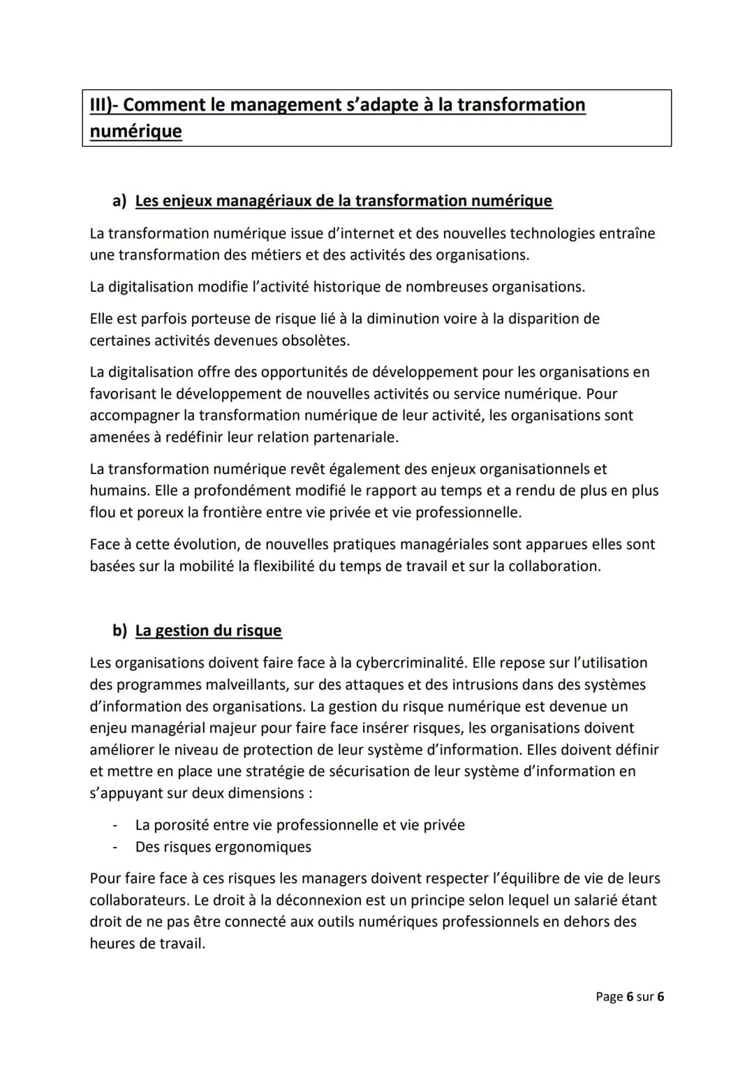 Chapitre 4) - Comment le management permet-il de répondre aux
changements de l'environnement
Objectifs du chapitre :
Montrer en quoi les déc