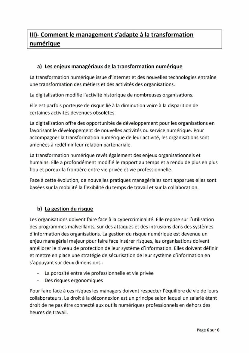 Chapitre 4) - Comment le management permet-il de répondre aux
changements de l'environnement
Objectifs du chapitre :
Montrer en quoi les déc