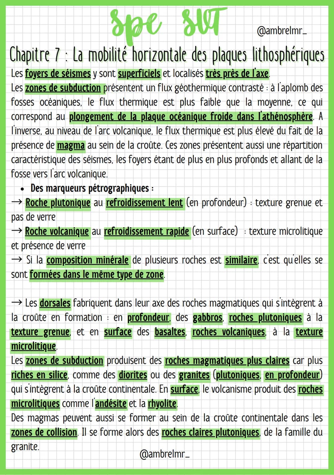 Spe SUT
@ambrelmr_
Chapitre 7: La mobilité horizontale des plaques lithosphériques
RAPPELS
→ Il y a 14 plaques lithosphériques principales e