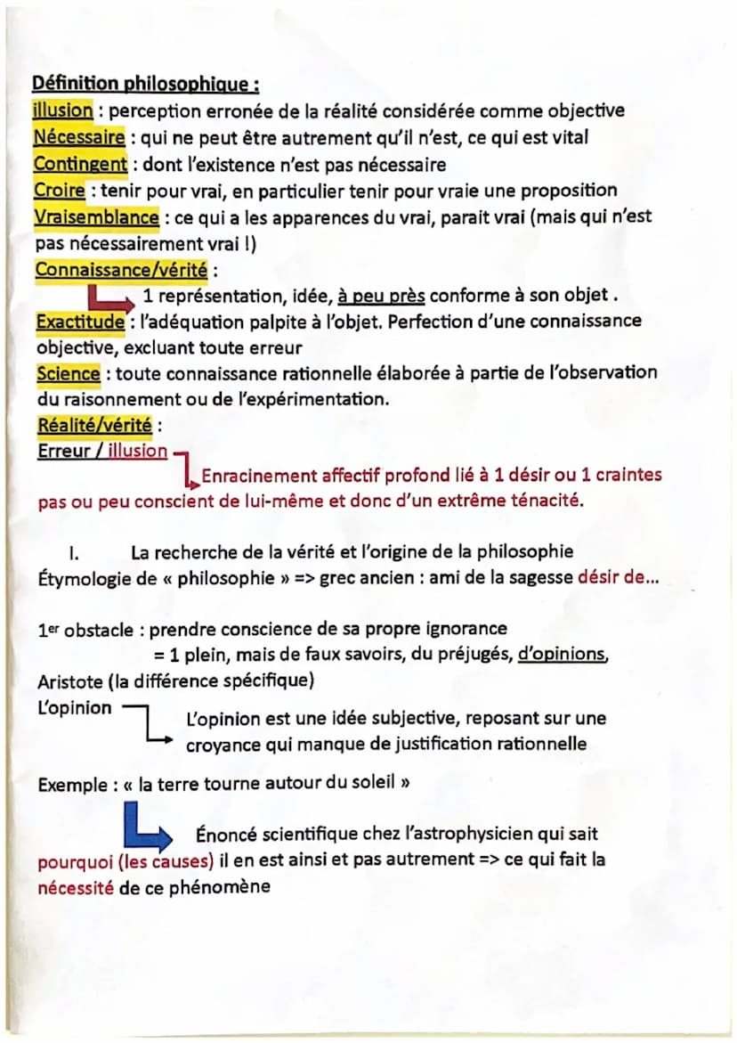 Bac Blanc philosophie : La vérité
La vérité, c'est la correspondance entre la pensée et la réalité, la vérité
n'est pas la réalité elle-même