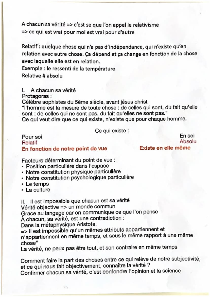 Bac Blanc philosophie : La vérité
La vérité, c'est la correspondance entre la pensée et la réalité, la vérité
n'est pas la réalité elle-même