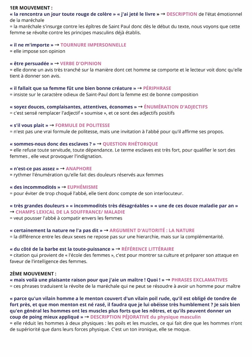 français
ANALYSE LINÉAIRE
texte n°1
Voltaire, femmes soyez soumises à vos maris, 1766
I_ Plaidoyer virulent sur la condition féminine I.1 à 