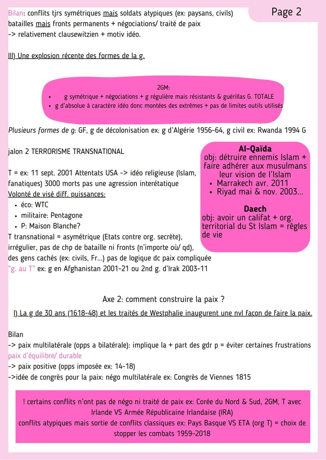 --- OCR Start ---
THÈME I: GUERRE & PAIX
Axe 1: mutation de la guerre depuis l'époque moderne
Négociations?
Adversaires ou
ennemis
->Estime 