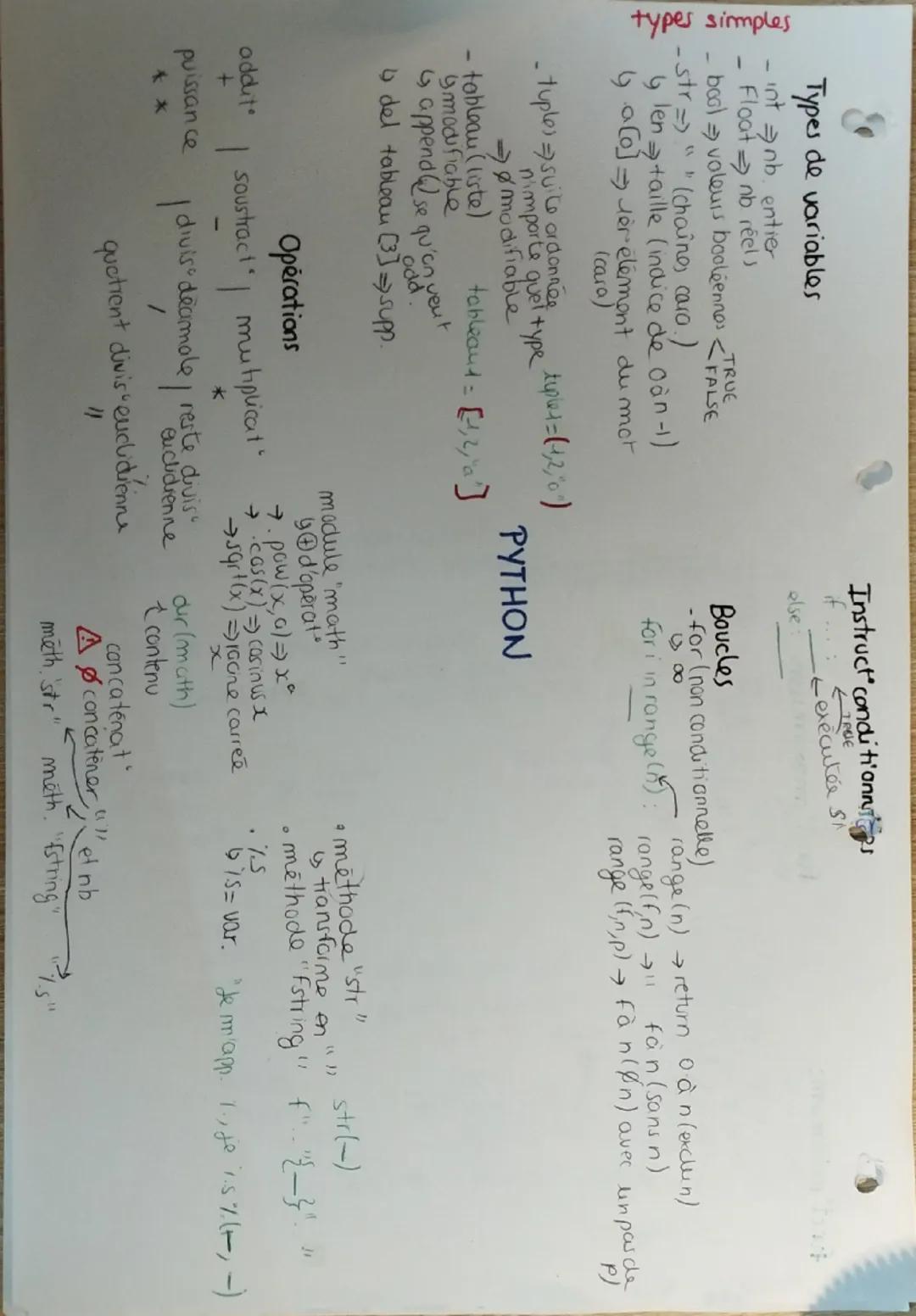 types simples
Types de variables
int nb. entier
Float
bool
- str =>
nb réels
TRUE
voleurs booléennes FALSE
D
(chaîne, cara.)
9 len taille (i
