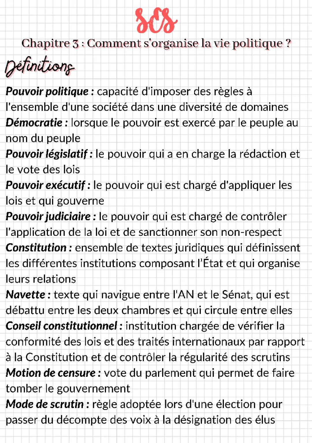 Comment s'organise la vie politique en SES 2nde : Exercices, PDF et Contrôles