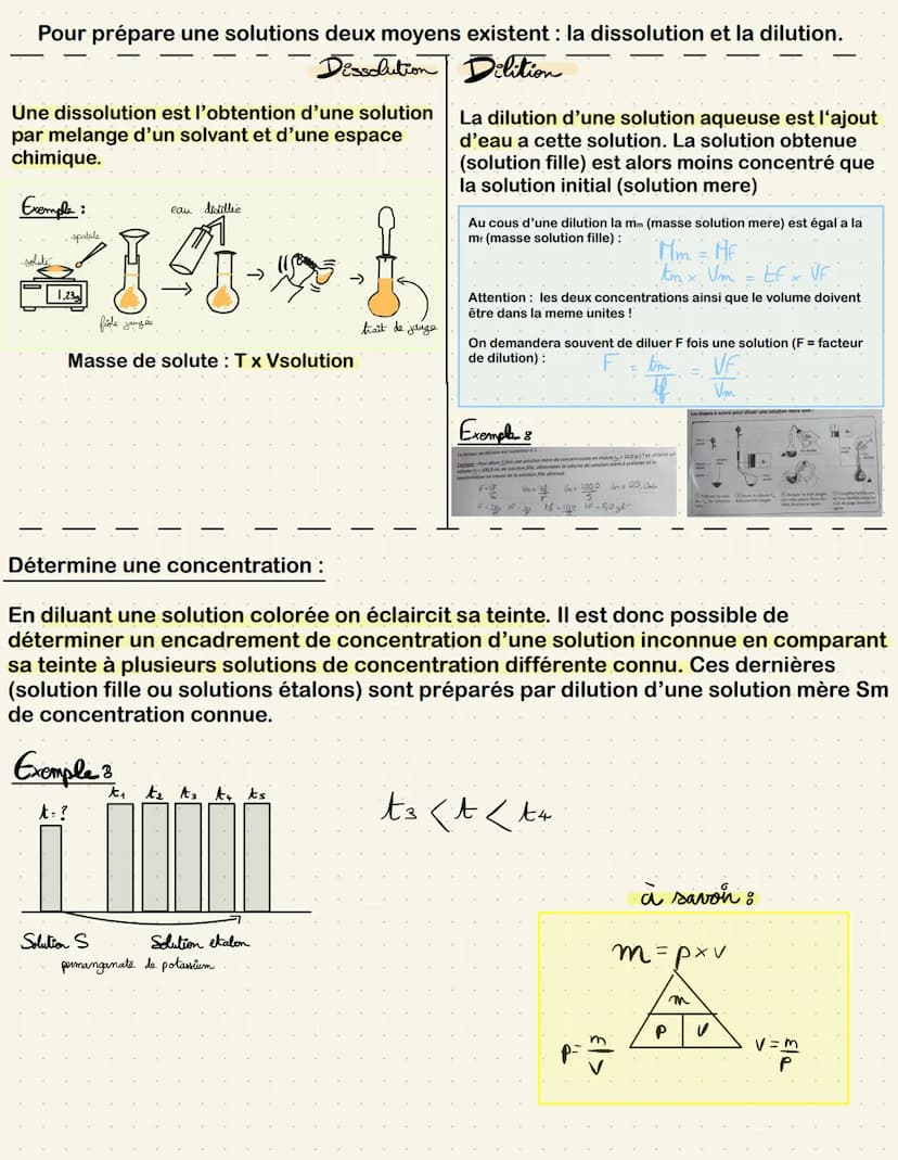 Définition :
Solutions c
Solution : une solution est obtenue lorsqu'on introduit une espèce chimique dans un
solvant, l'ensemble formant un 