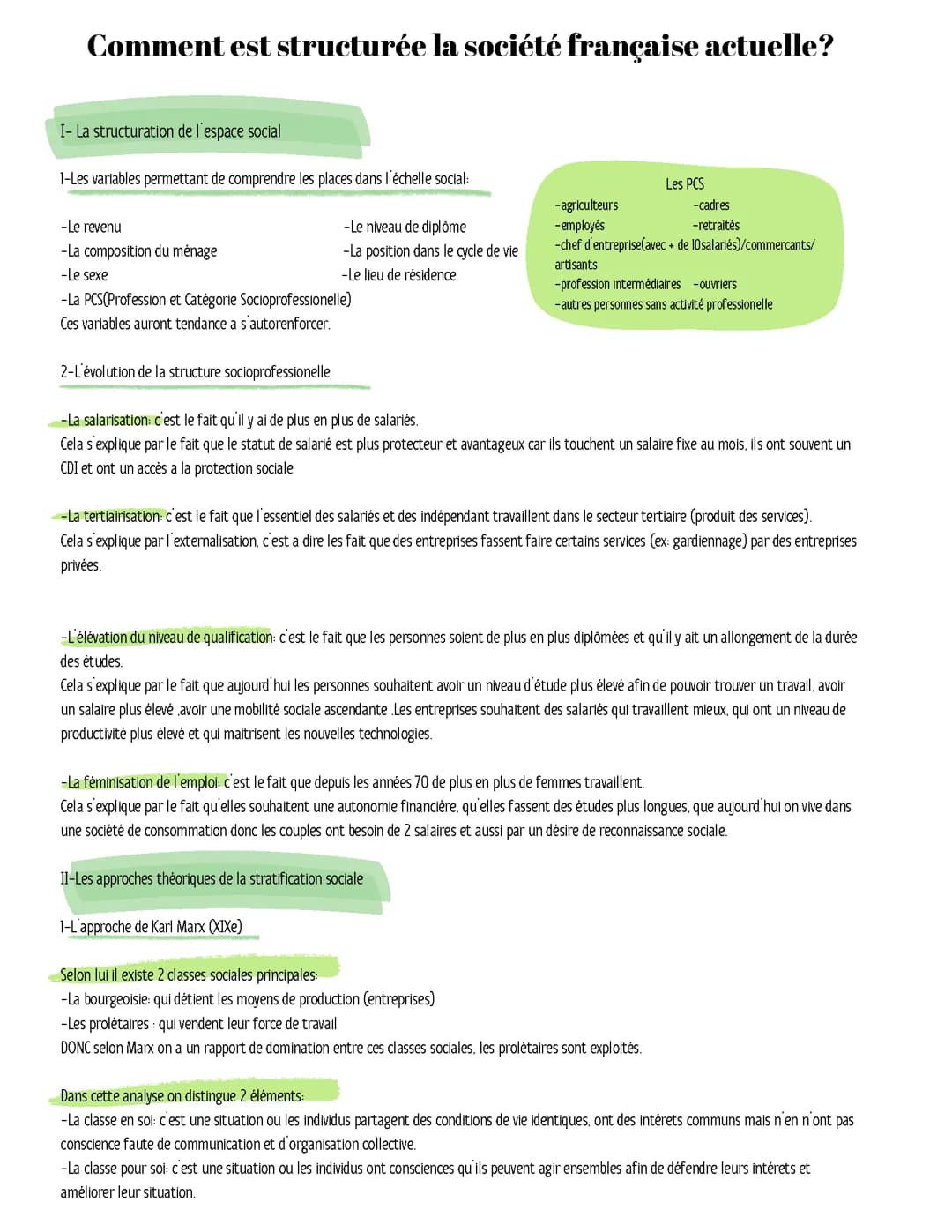 Comment est structurée la société française actuelle?