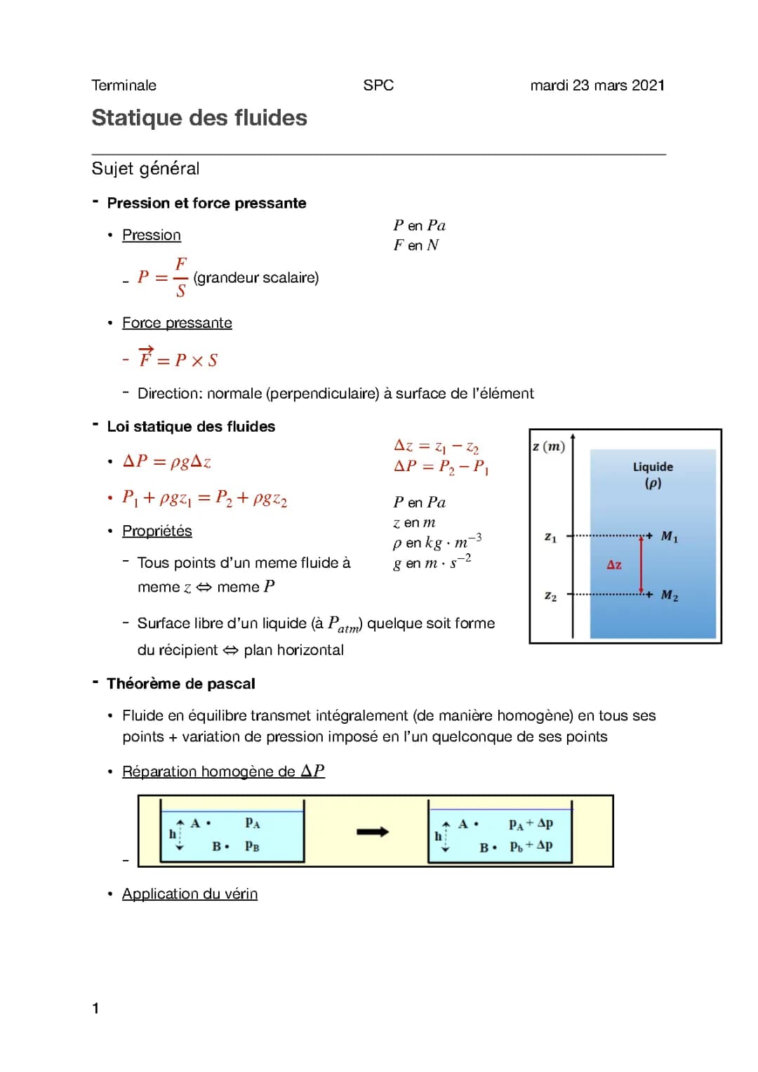 Comment calculer la statique des fluides ? Lois, formules et théorèmes