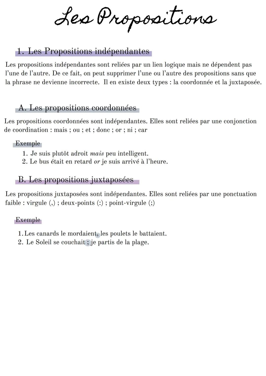 Les Propositions Indépendantes