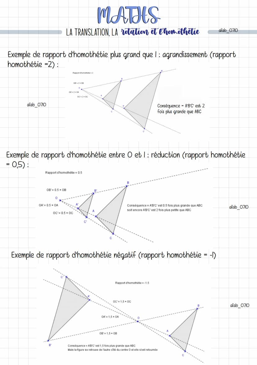MATHS
LA TRANSLATION, LA rotation et l'homothetie
Qa translation
Définition: Une translation est un glissement d'une figure suivant un sens,