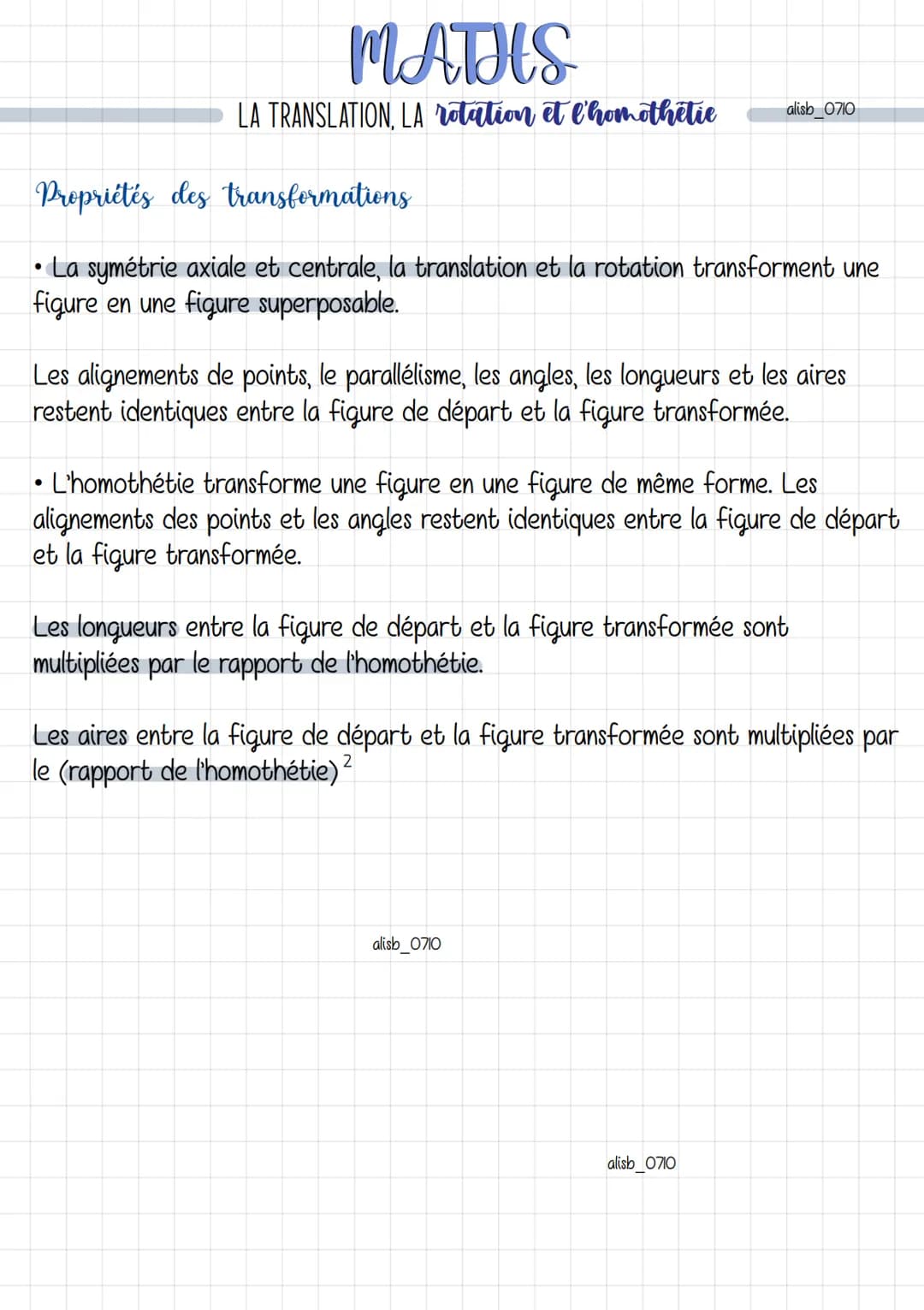 MATHS
LA TRANSLATION, LA rotation et l'homothetie
Qa translation
Définition: Une translation est un glissement d'une figure suivant un sens,