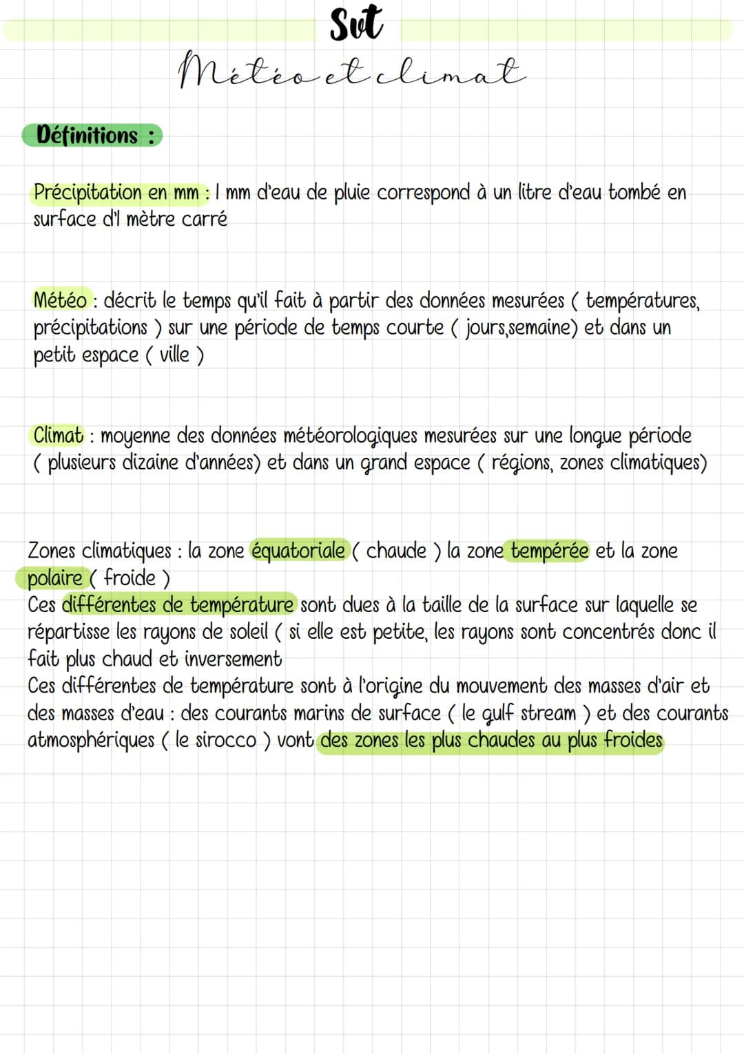 Sut
Météo et climat
Définitions :
Précipitation en mm : 1 mm d'eau de pluie correspond à un litre d'eau tombé en
surface d'l mètre carré
Mét