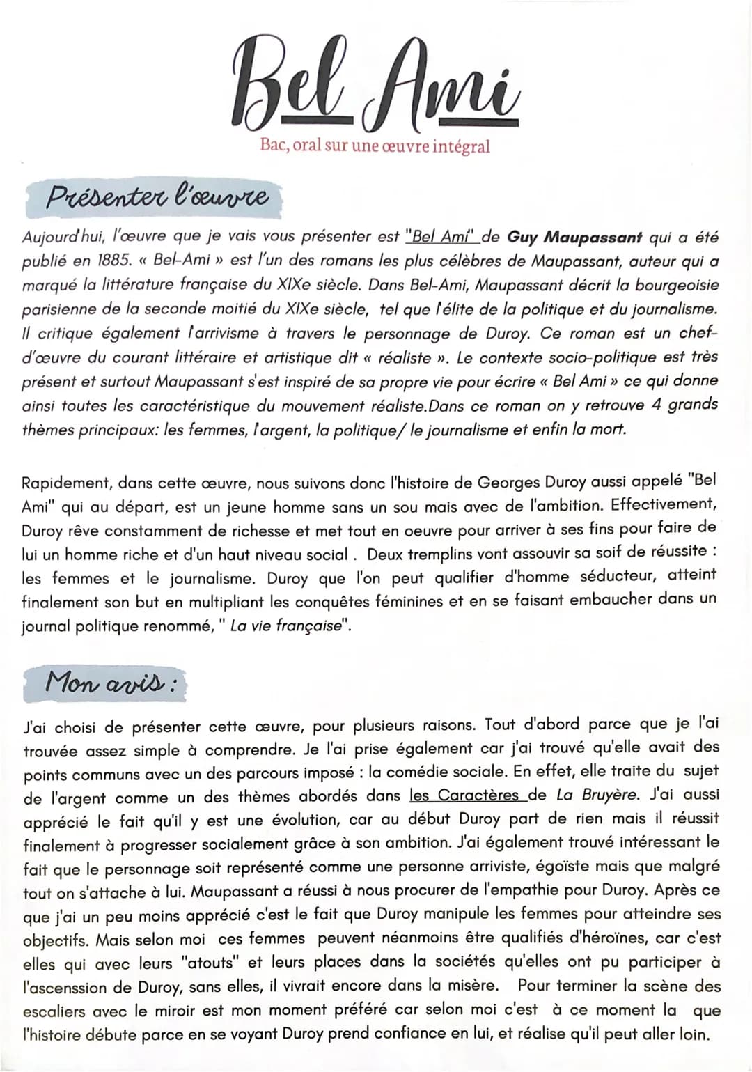 
<p>Aujourd'hui, je vais vous présenter "Bel Ami" de Guy Maupassant, publié en 1885. Ce roman est l'un des plus célèbres de Maupassant et a 