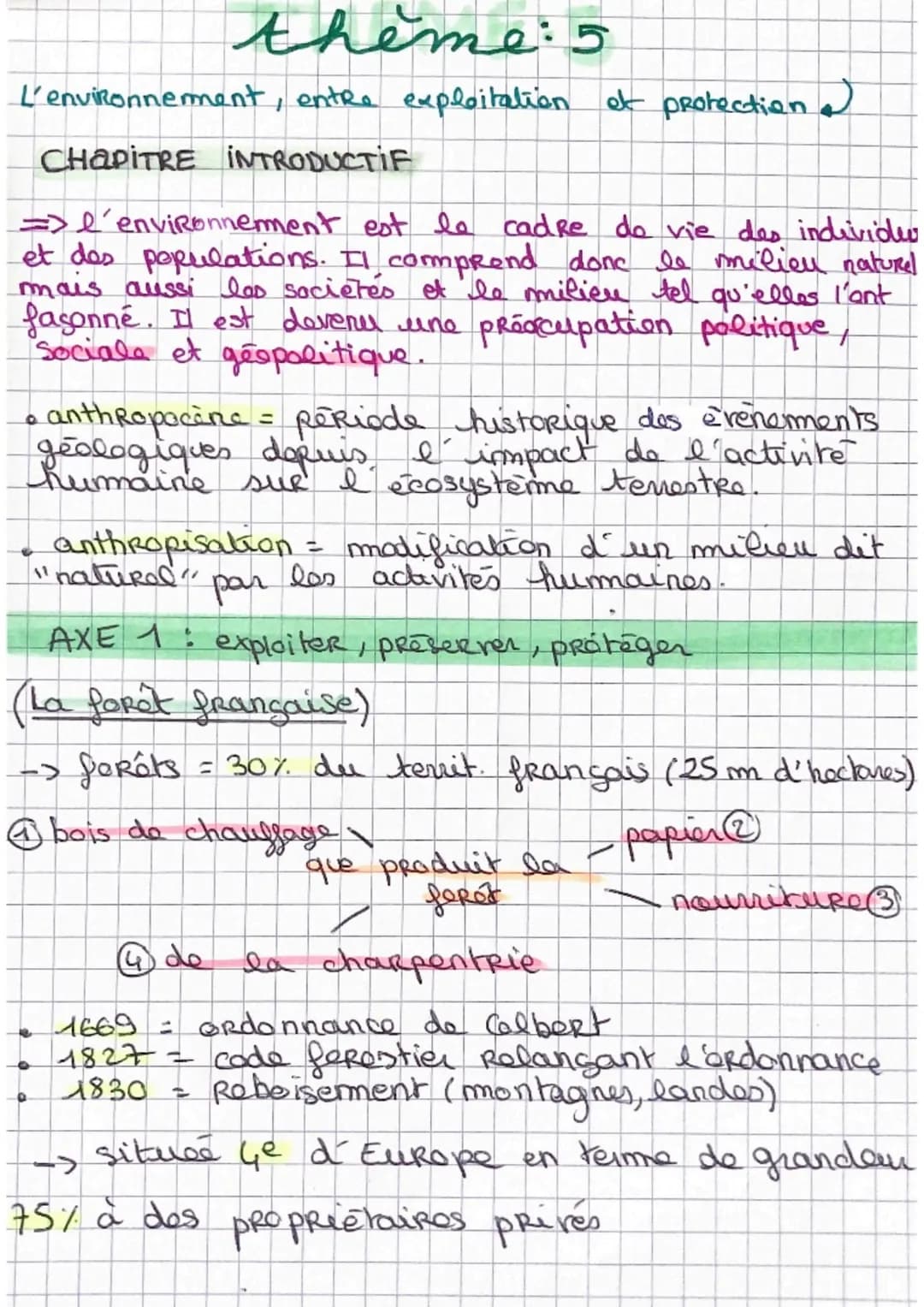 theme: 5
L'environnement, entre exploitation et protection.
CHAPITRE INTRODUCTIF
=>'environnement est le cadre de vie des individer
et des p