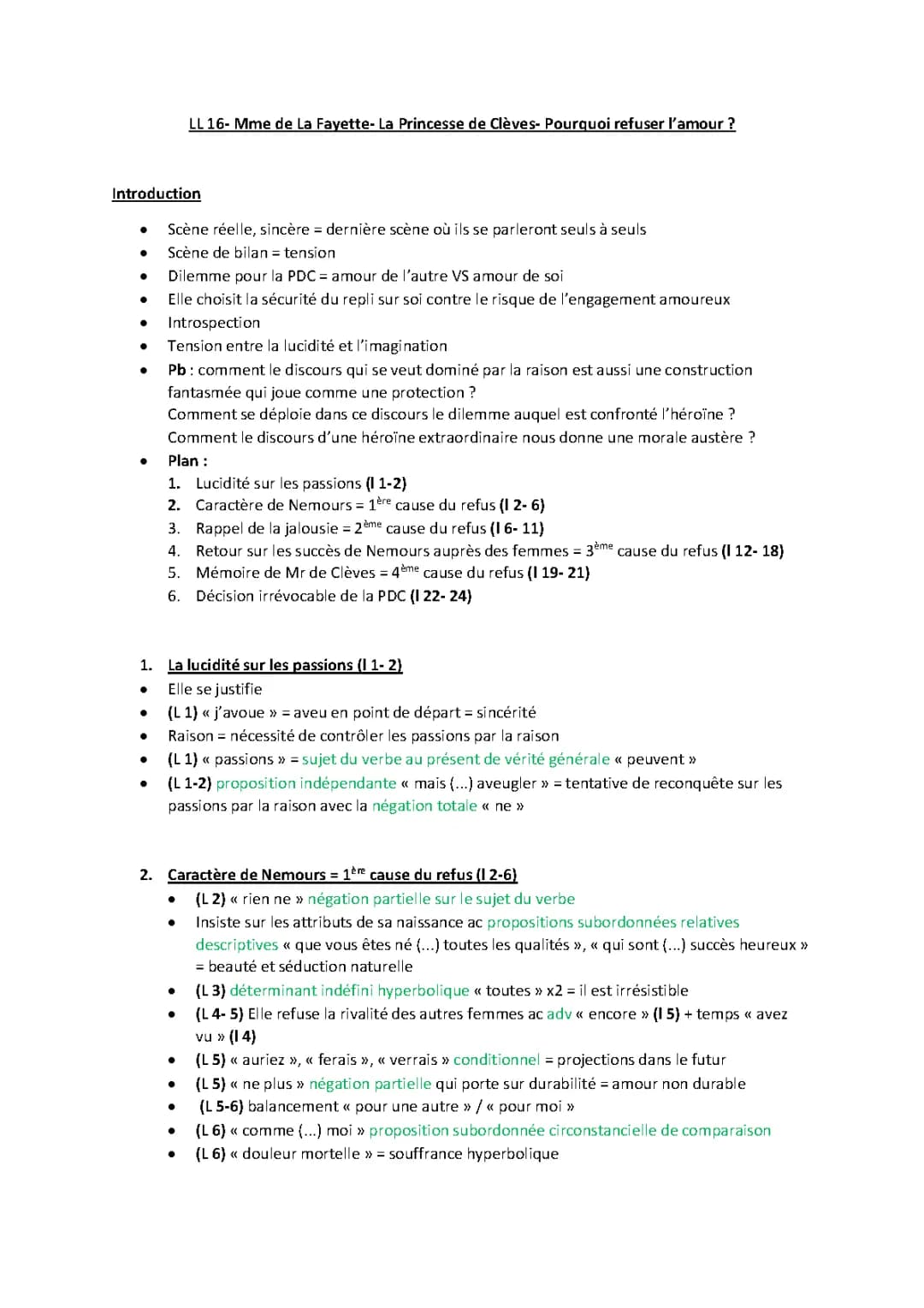 Analyse Linéaire Princesse de Clèves : Résumé, Morale et Schéma des Personnages