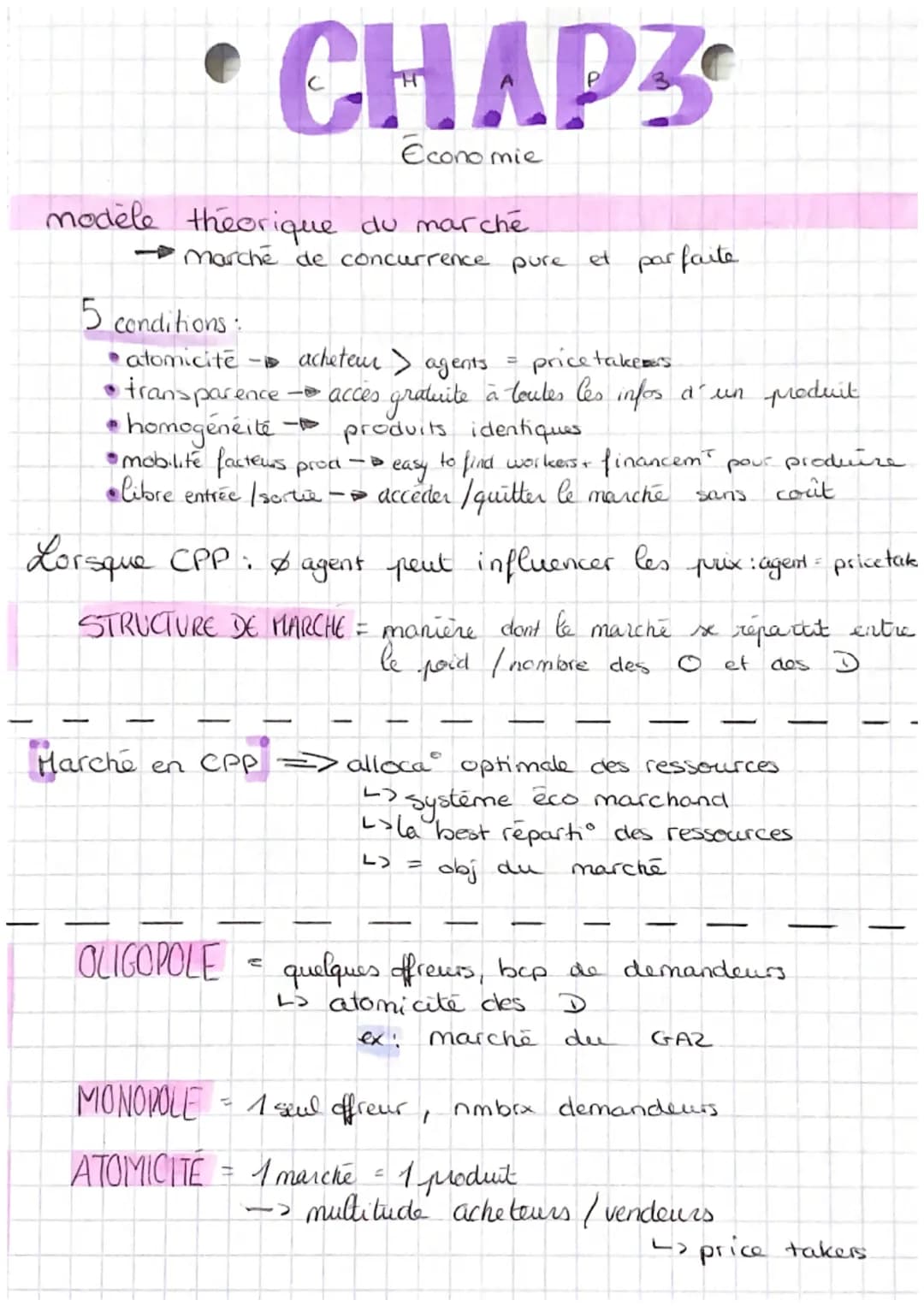 modele theorique du marché
CHAP3
Economie
5 conditions:
- marche de concurrence pure et
-
atomicité - acheteur > agents.
= price takes
trans
