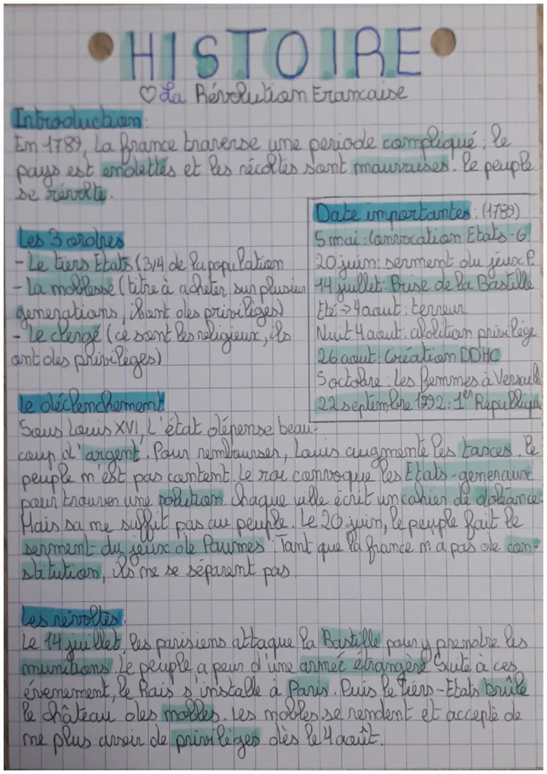 •HISTOIRE
Introduction
La Révolution Francaise
Em 1789, La france traverse une periode compliqué. Le
pays est enolettes et les récoltes sont