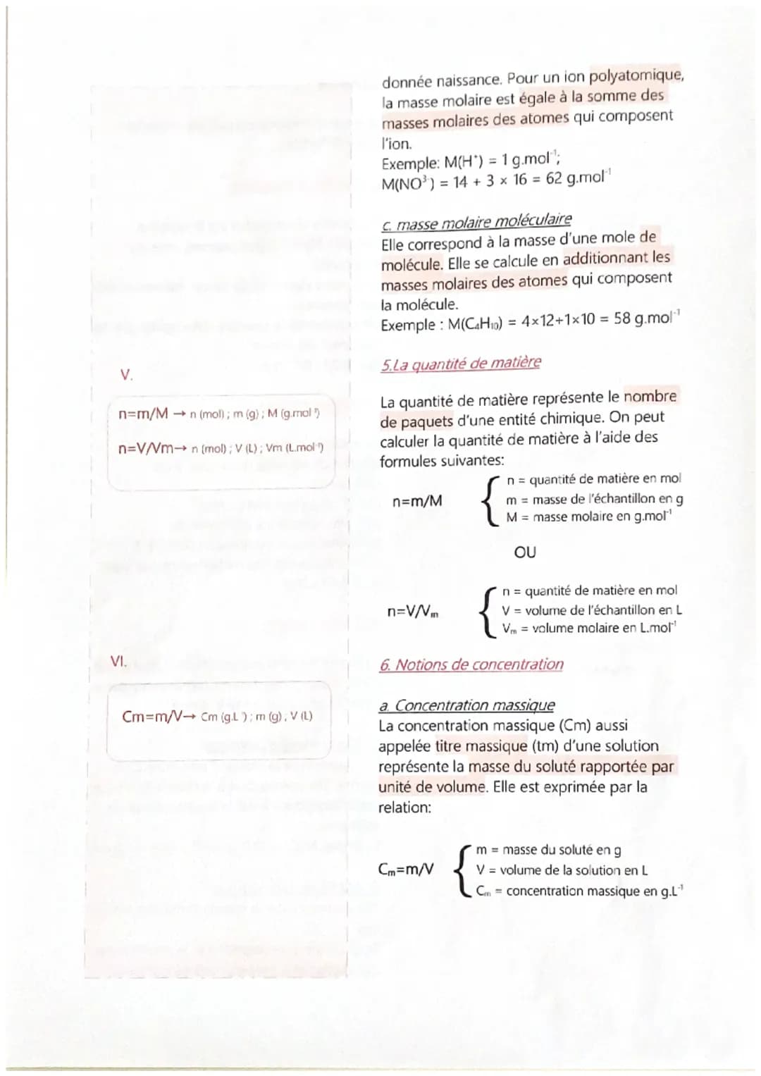 1.1.
11.
Noté N
Unité : mot¹
N₁ = 6,02 x 10 mot¹
III.
Noté V
Unité : L.mol¹
IV.
Noté M
Unité : g.mol-¹
1) La mole
La mole représente un paqu