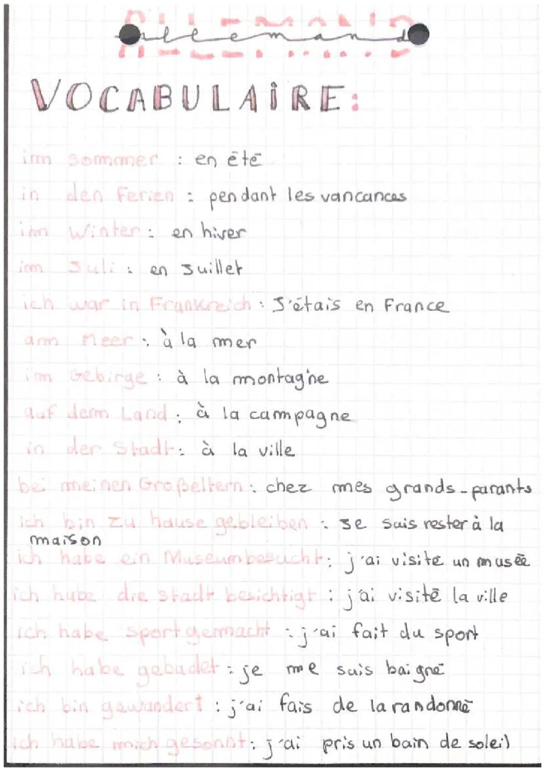 vocabulaire allemand 