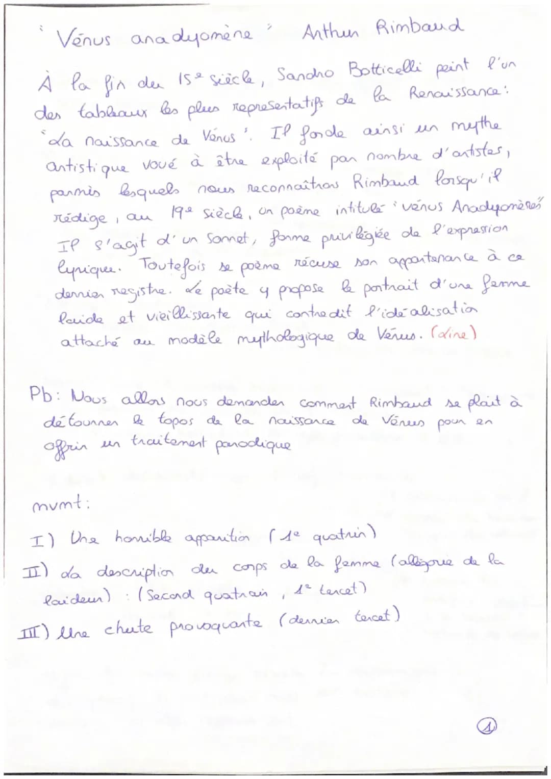 Venus ana dyomène
Arthur Rimbaud
antisti
que
A la fin du 15e siècle, Sandro Botticelli peint l'un
des tableaux les plus representatifs de la