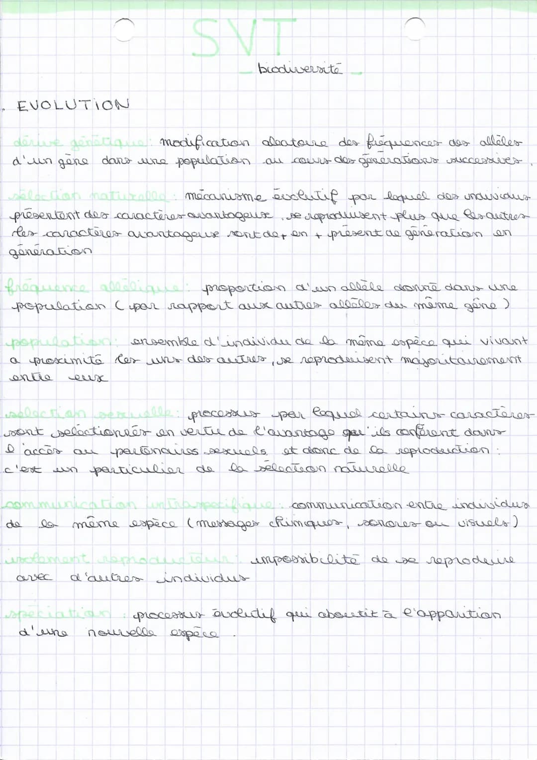 EVOLUTION
SVT
derive genstique: modification aleatoire des fréquences des alleles
d'un gère dans une population au cours des generations suc