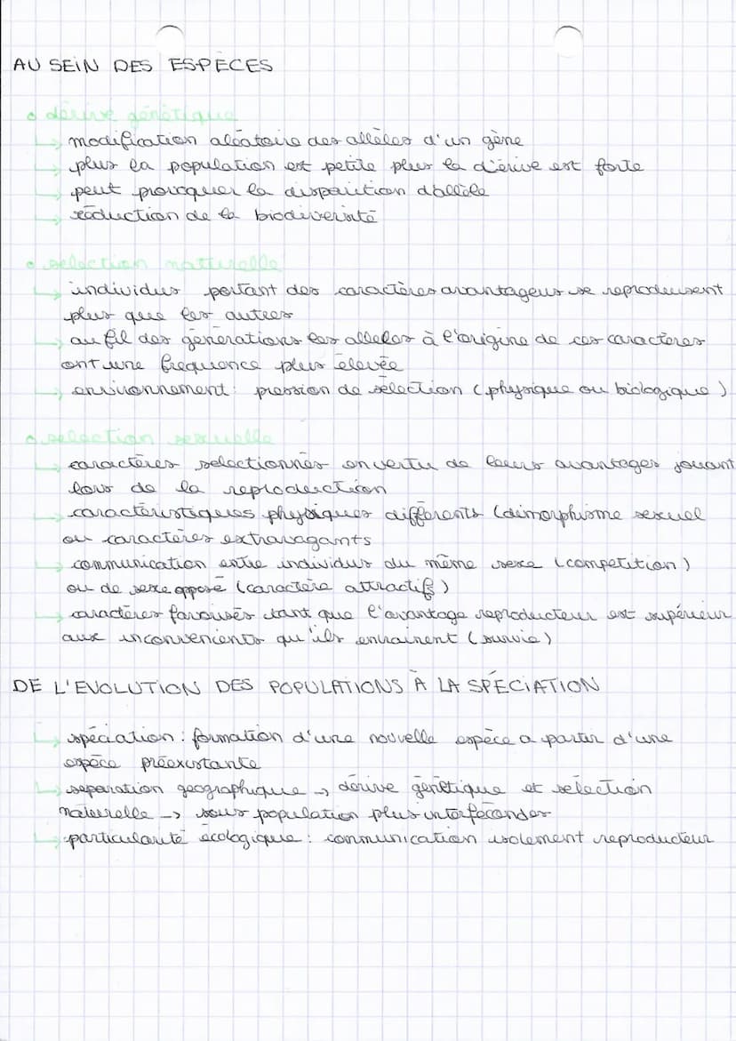 EVOLUTION
SVT
derive genstique: modification aleatoire des fréquences des alleles
d'un gère dans une population au cours des generations suc