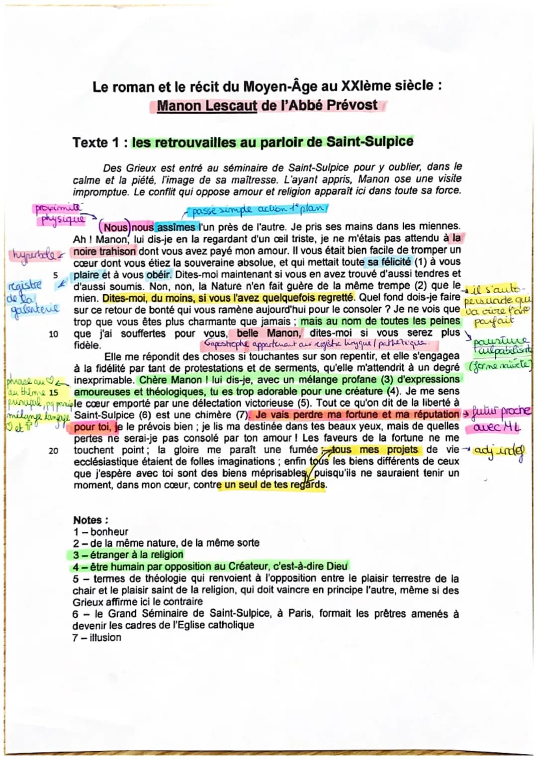 TEXTE A
Les retrowailles au parlair de St-Sulpice.
INTRO
Ce texte est extrait de Manon Lescaut un roman de l'
Abbe Prevost, publié en 1753 I