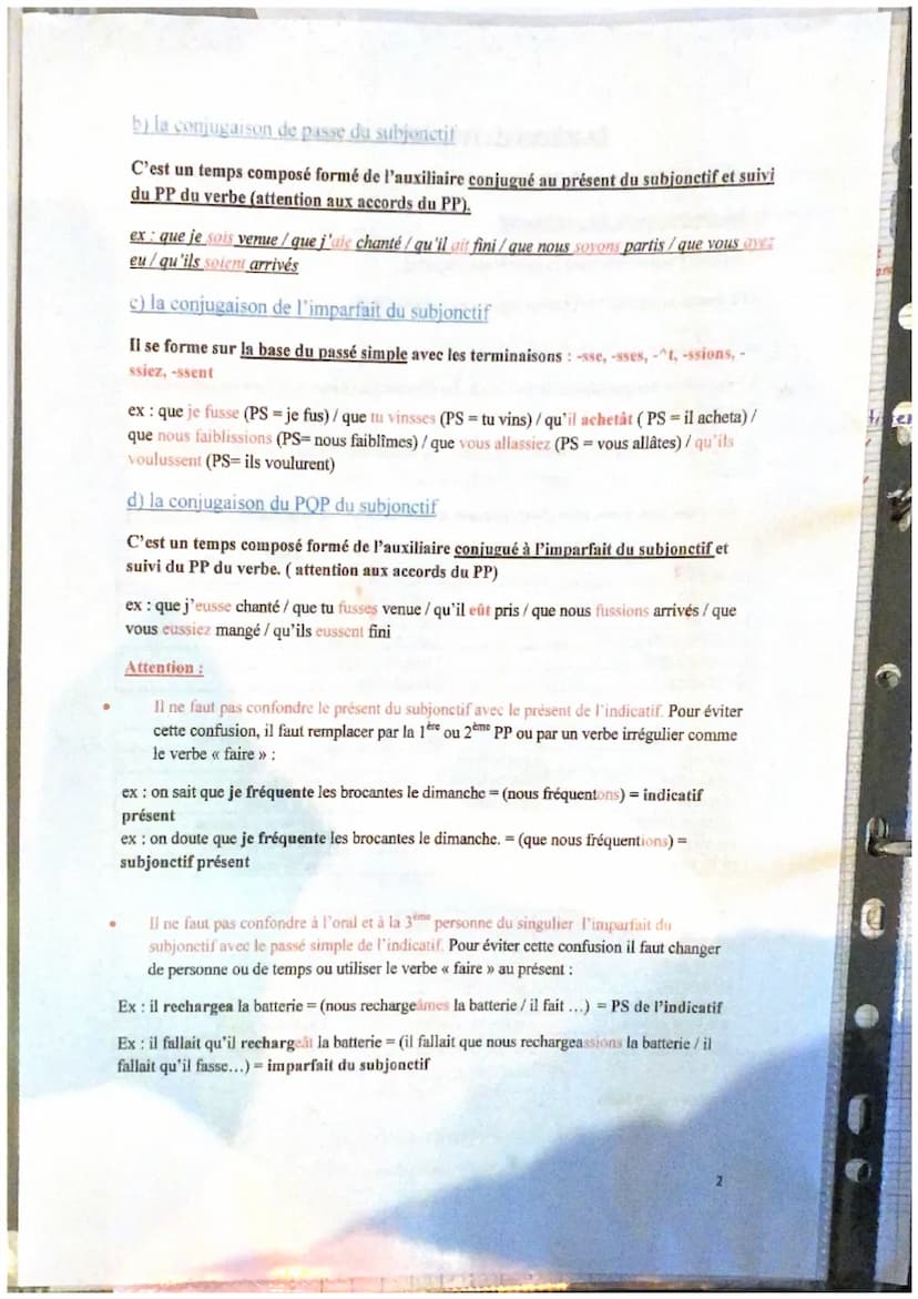 Le subjonctif: conjugaison et emplois
Le subjonctif est le mode de l'irréel, des actions incertaines, seulement envisagées.
1- La conjugaiso