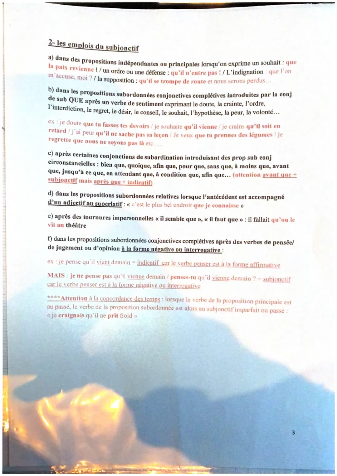 Le subjonctif: conjugaison et emplois
Le subjonctif est le mode de l'irréel, des actions incertaines, seulement envisagées.
1- La conjugaiso