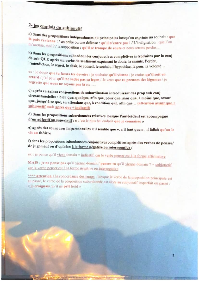 Le subjonctif: conjugaison et emplois
Le subjonctif est le mode de l'irréel, des actions incertaines, seulement envisagées.
1- La conjugaiso