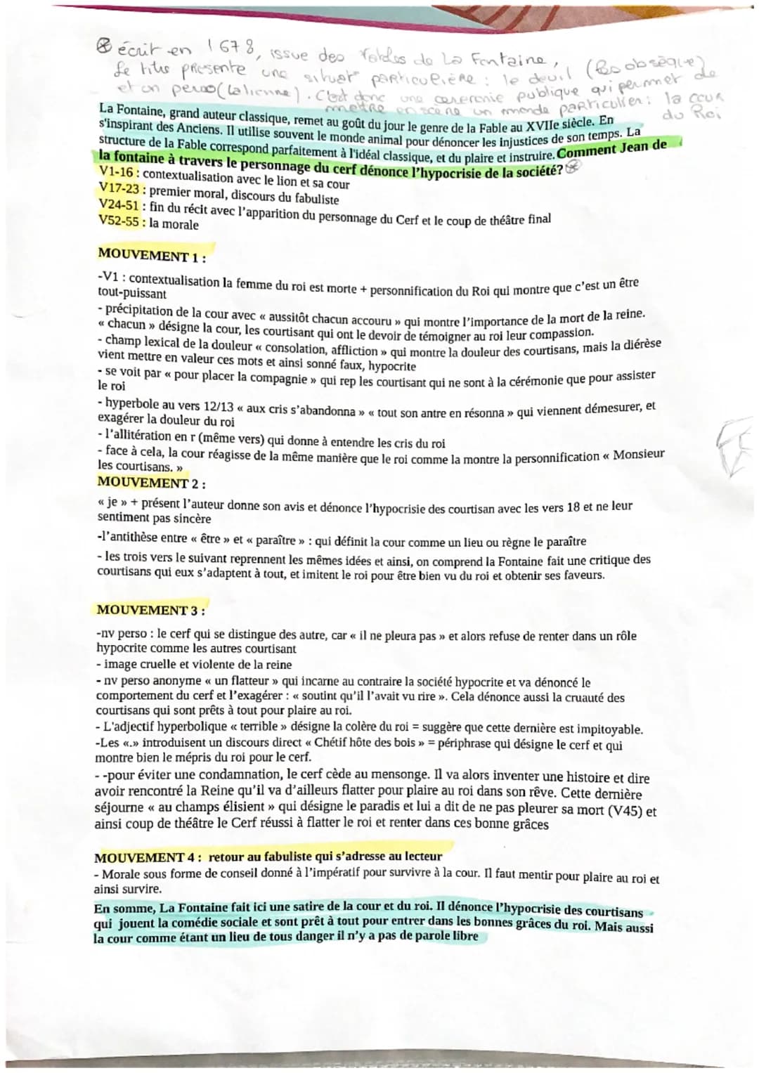 Découverte de la fable du Cerf de La Fontaine et de la hypocrisie des courtisans