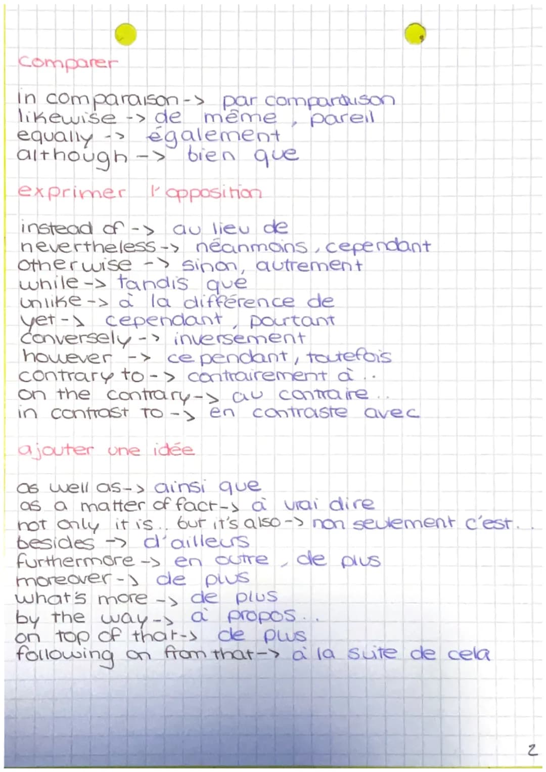 AMC
LINKING WORDS
pour commencer
VOCABULARY
first->en premier
first of all -> tout d'abord
to begin with -> pour commencer
first and foremos