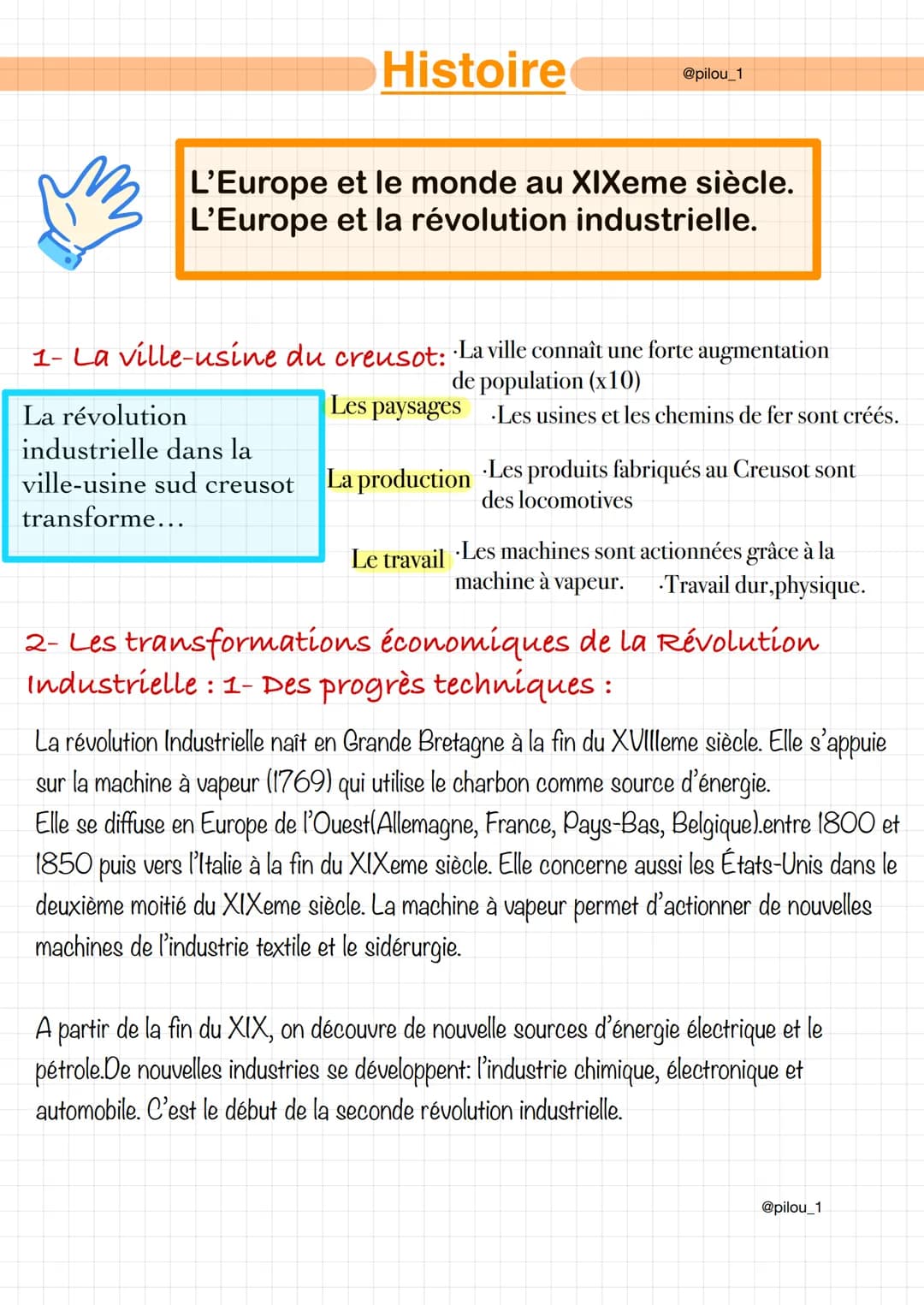 Histoire
@pilou_1
L'Europe et le monde au XIXeme siècle.
L'Europe et la révolution industrielle.
La révolution
industrielle dans la
ville-us