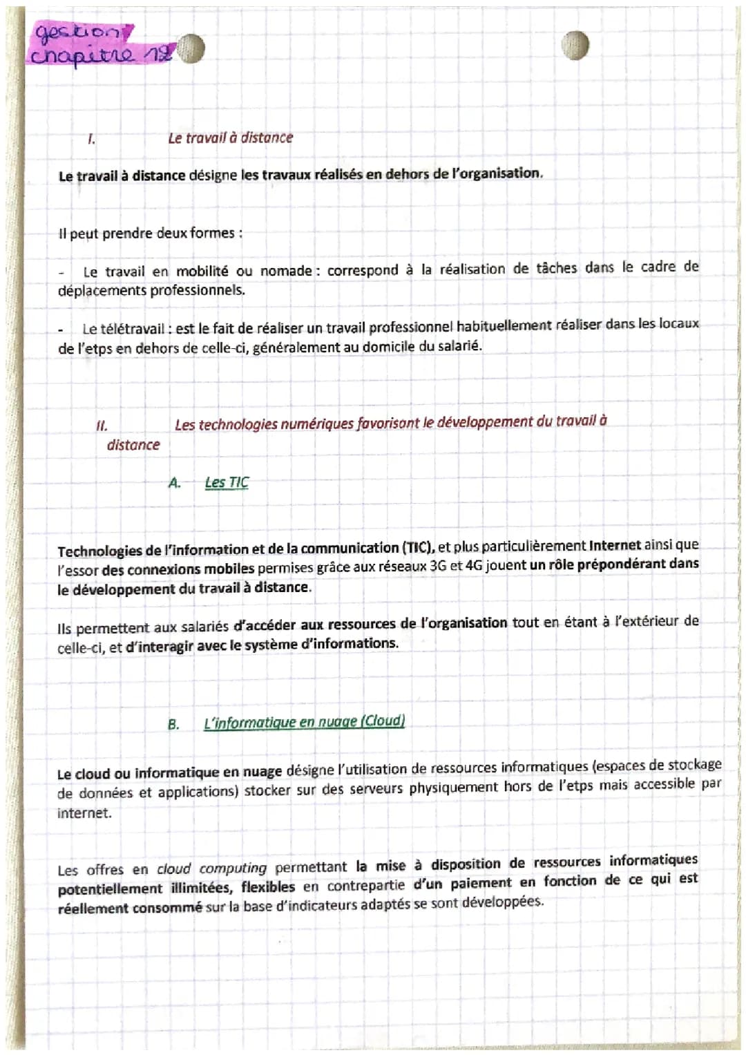 Gestion 1stmg chapitre 12 : le travail à distance 