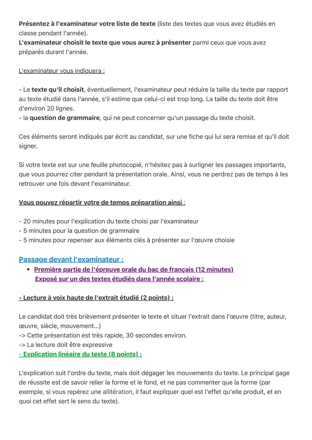 Oral de français
Déroulement :
Le temps pour accueillir le candidat et remplir la fiche d'évaluation (environ 10 minutes)
n'empiète ni sur l