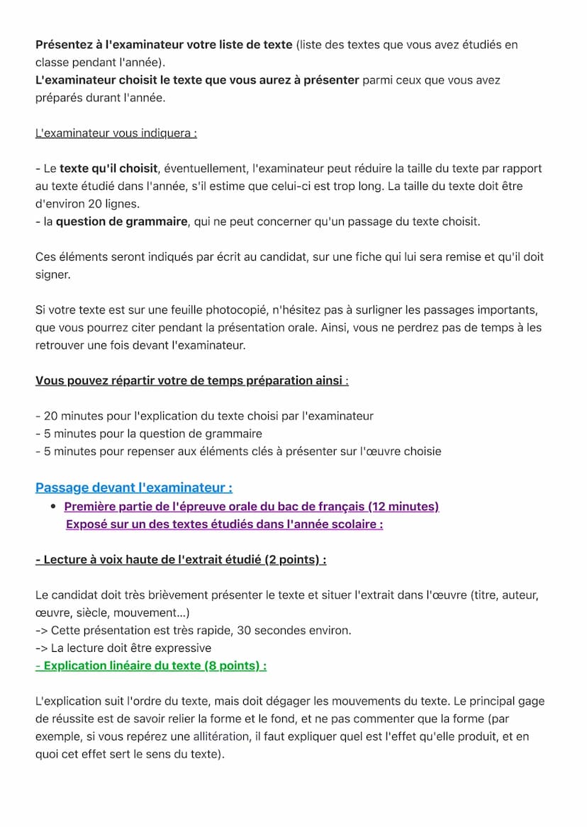 Oral de français
Déroulement :
Le temps pour accueillir le candidat et remplir la fiche d'évaluation (environ 10 minutes)
n'empiète ni sur l