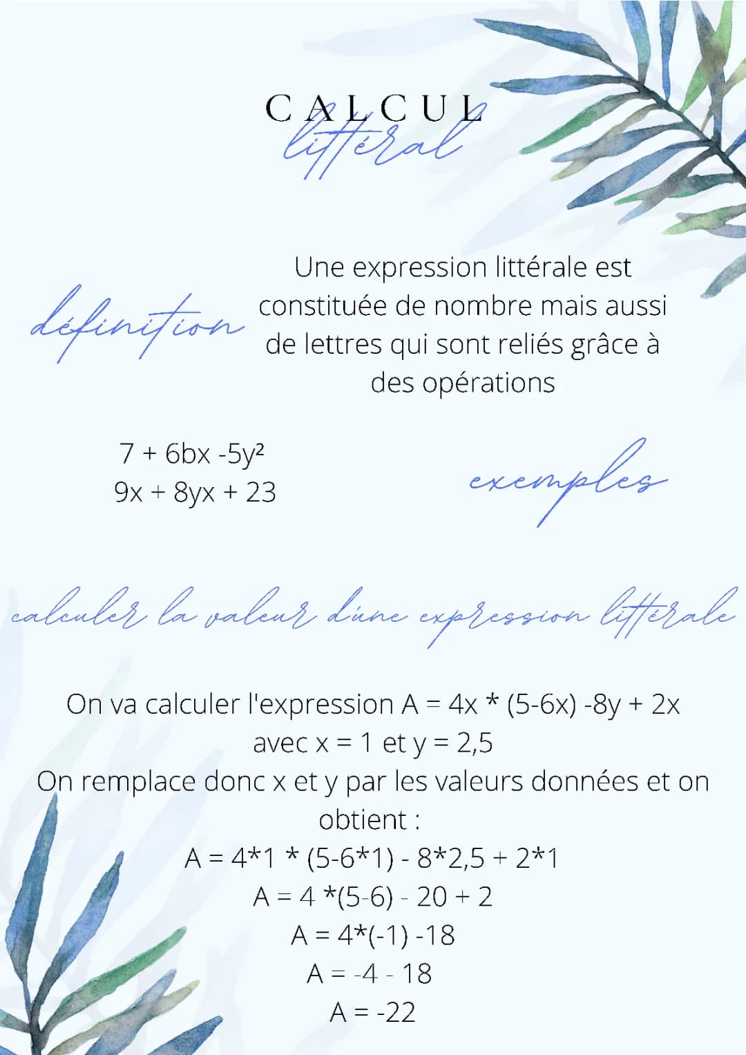écriture littérale 